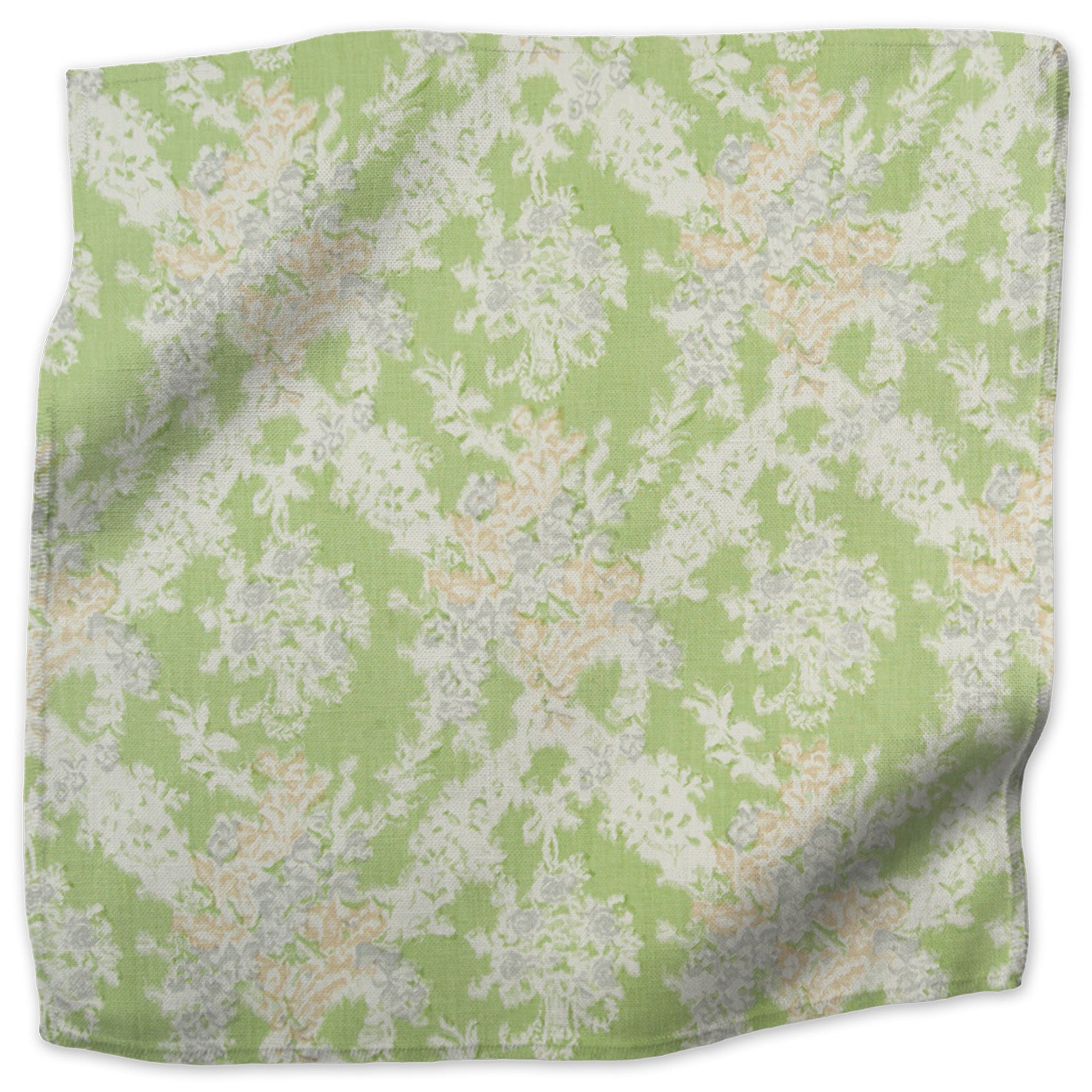 Ikat floral linen - Green colorway swatch