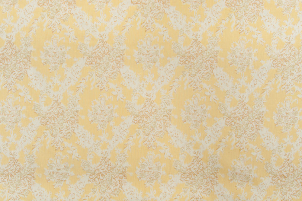 Ikat floral linen - Yellow colorway repeat