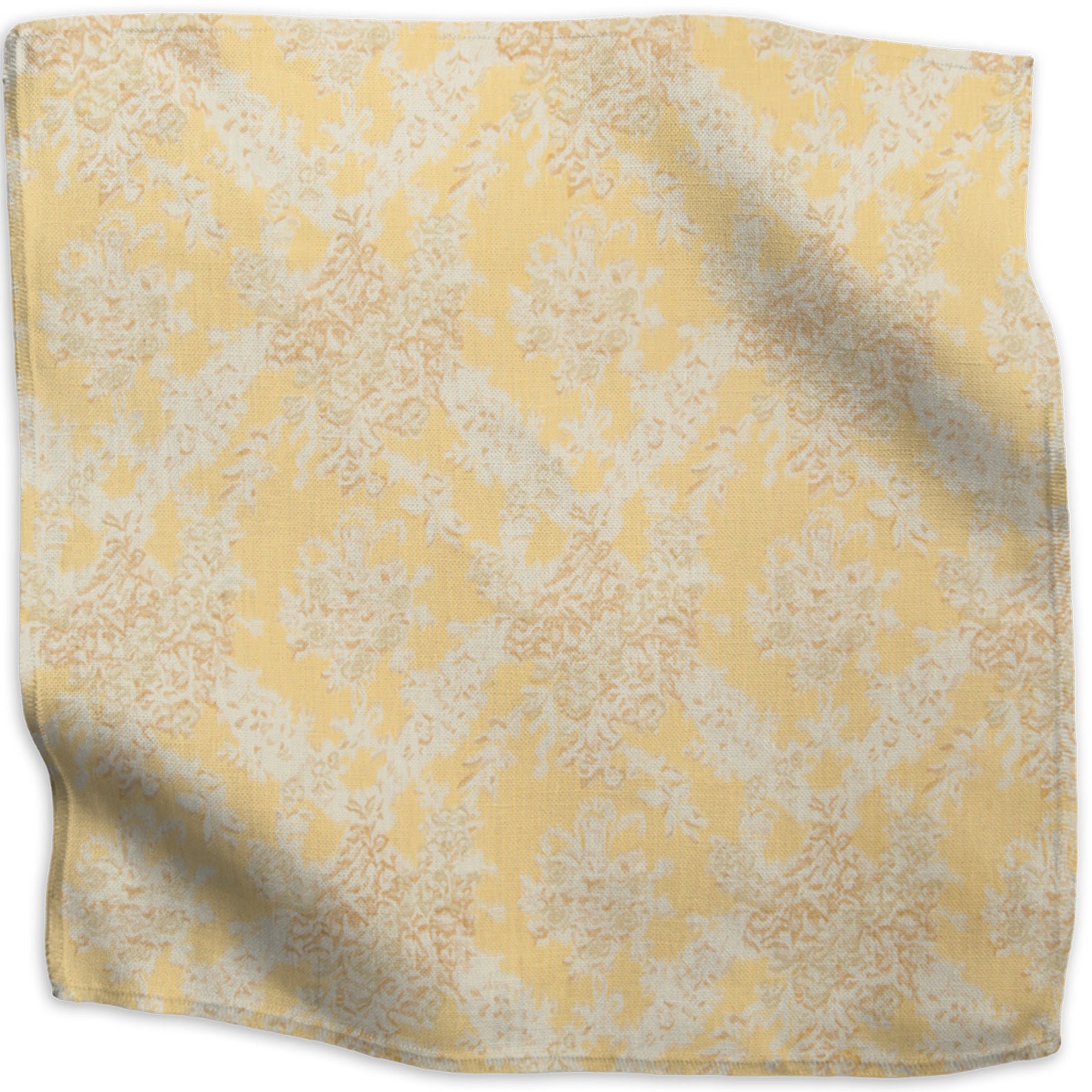 Ikat floral linen - Yellow colorway swatch