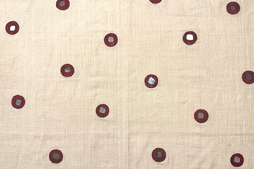 Indian Mirror dotted cotton - Maroon colorway repeat