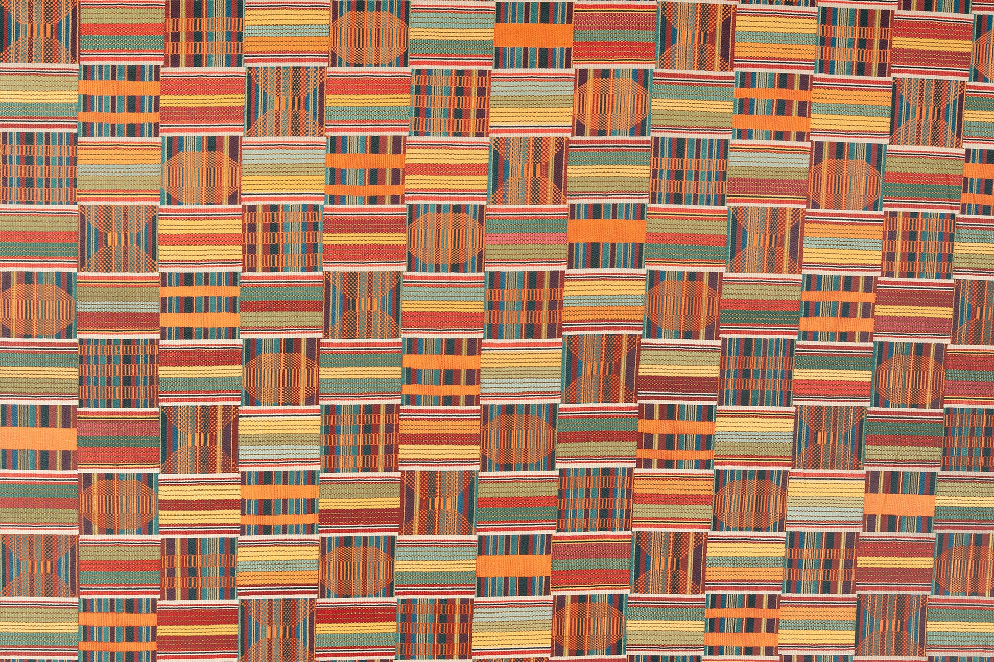 Kantha geometric linen - Multi-Color colorway repeat