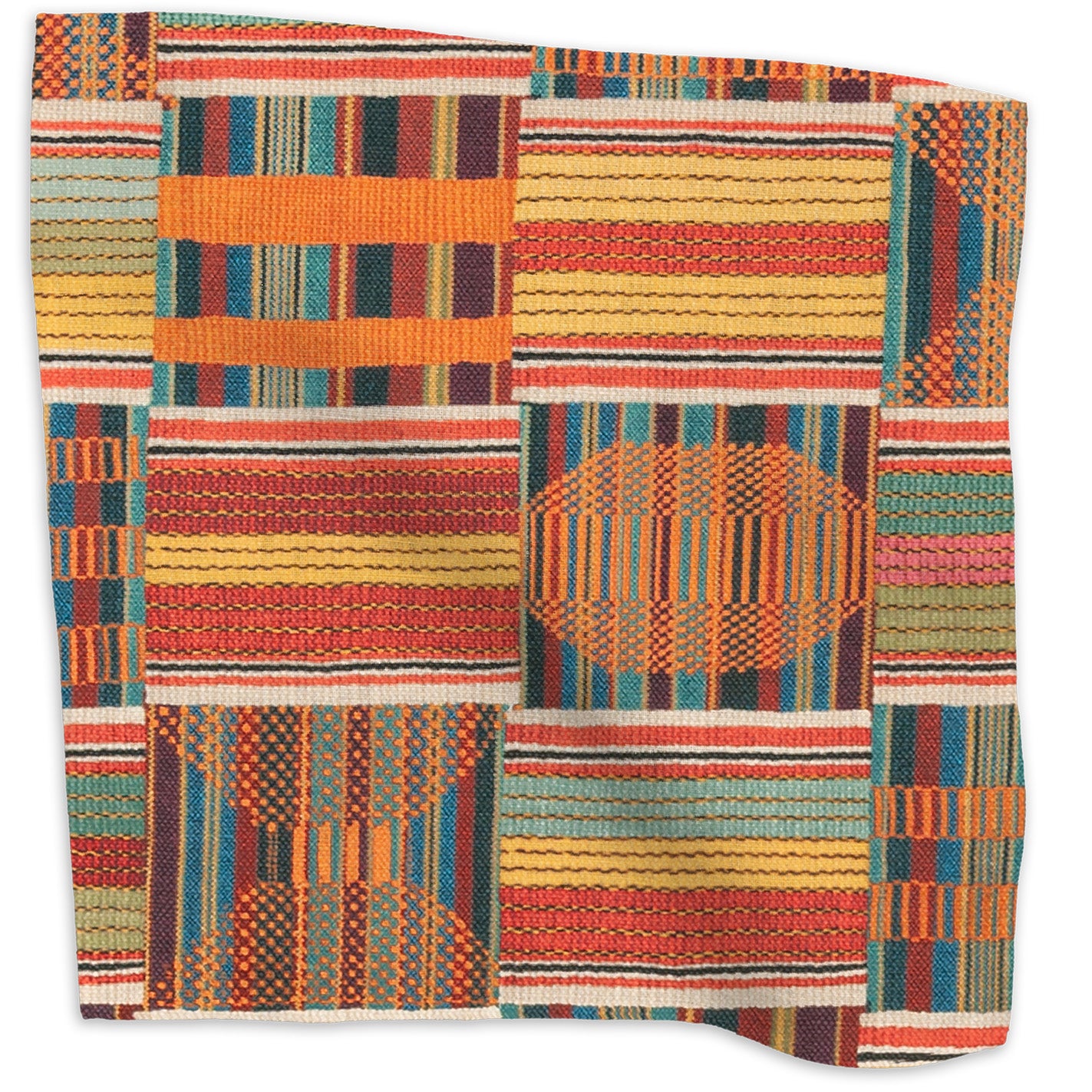 Kantha geometric linen - Multi-Color colorway swatch