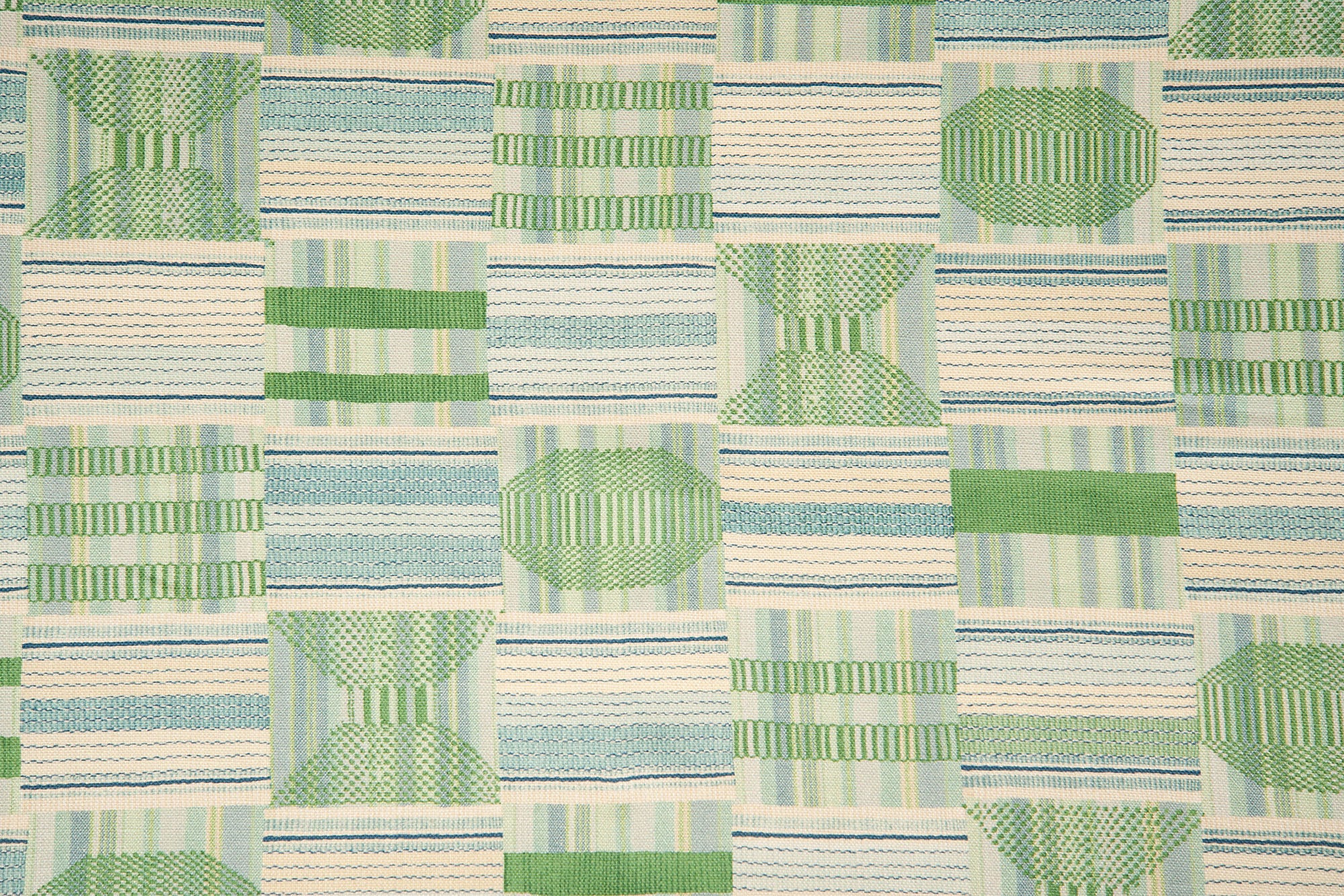 Kantha geometric linen - Sea colorway repeat