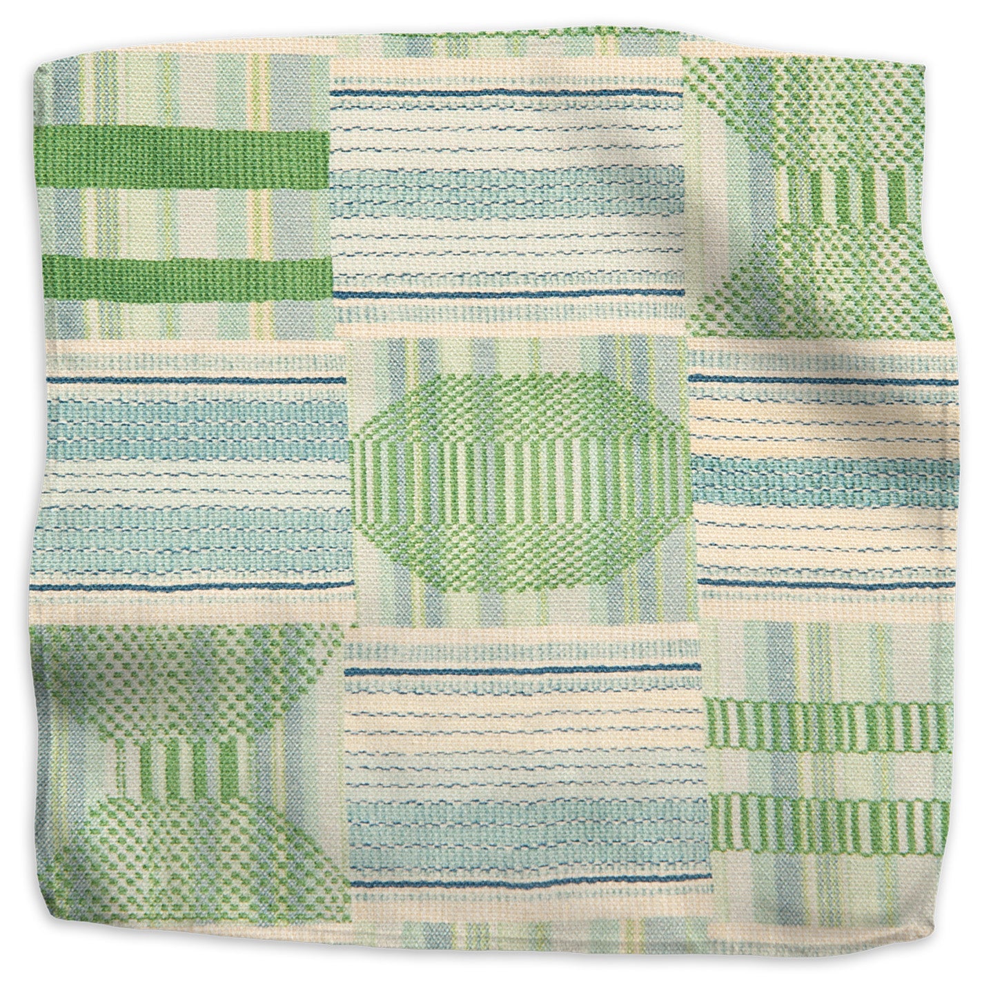 Kantha geometric linen - Sea colorway swatch