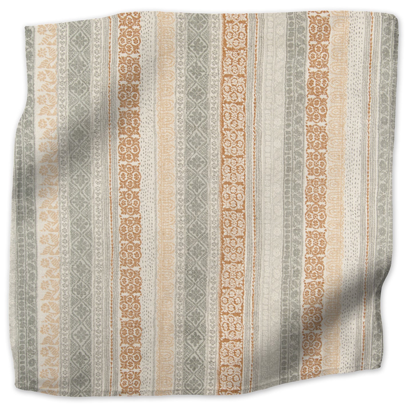 Keltic Stripe linen - Pewter on Almond colorway swatch