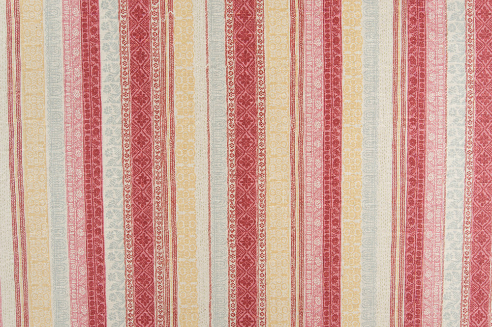 Keltic Stripe linen - Red colorway repeat