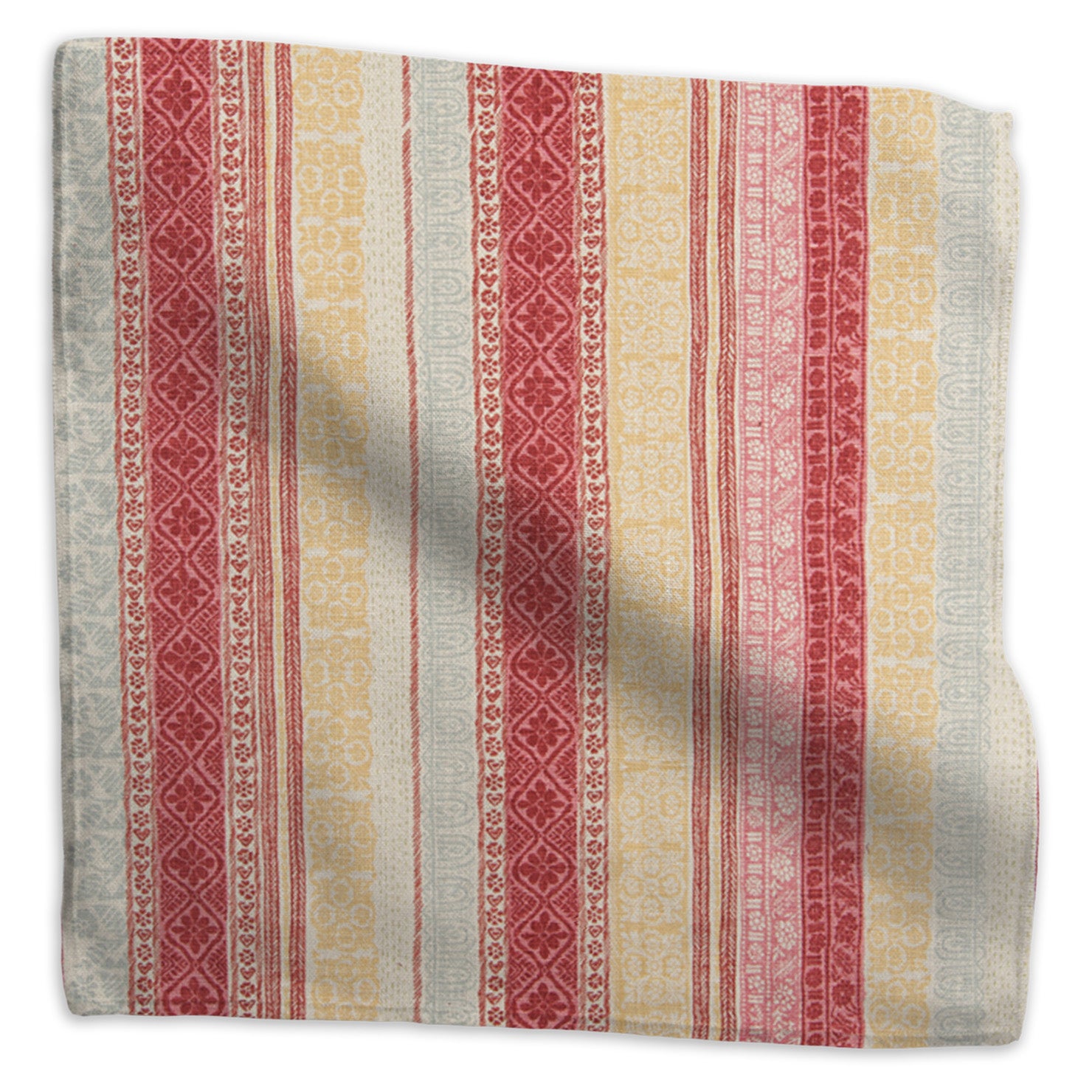 Keltic Stripe linen - Red colorway swatch