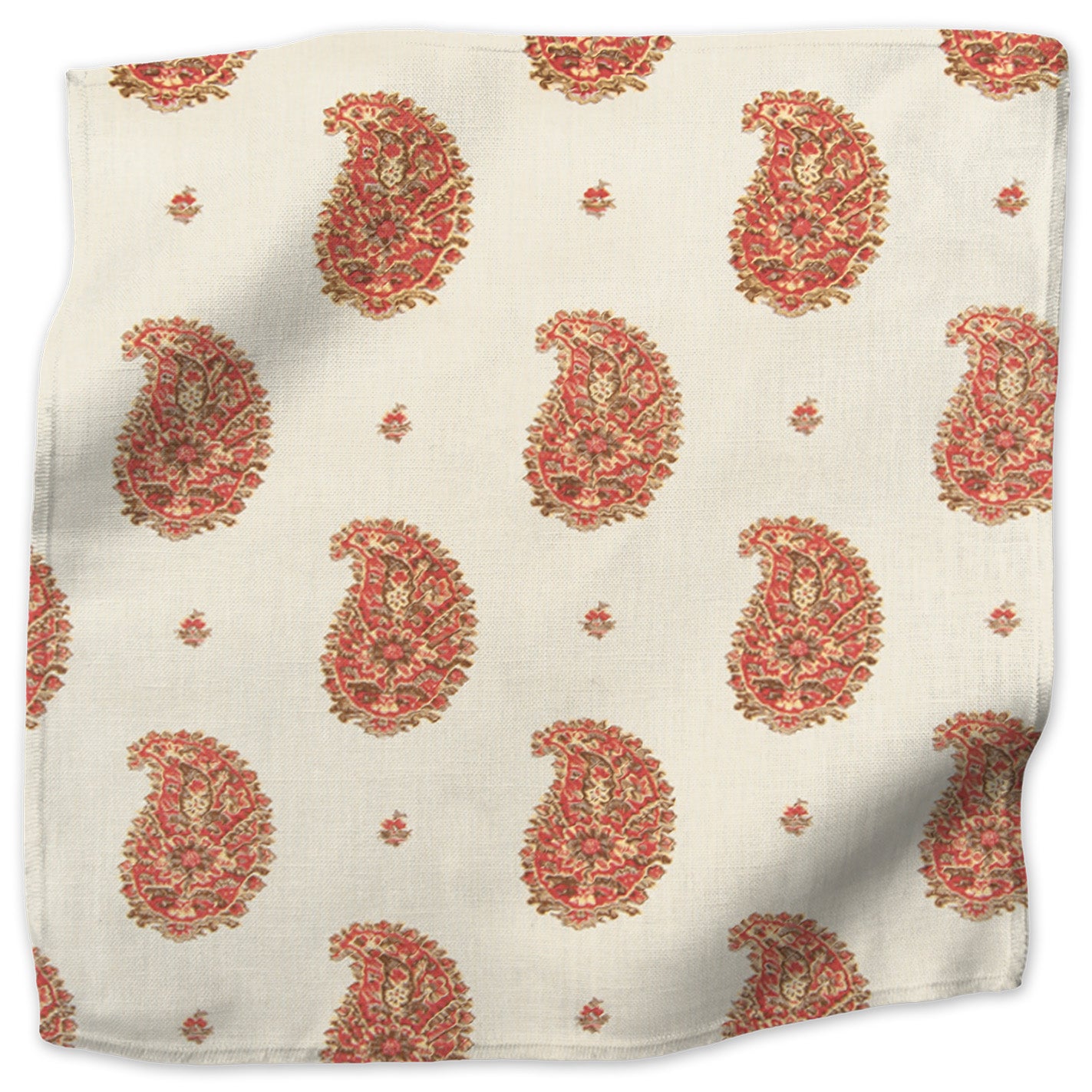 Kirkbean floral linen - Red (Gold) colorway swatch