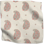 Kirkbean floral linen - Red (Turquoise) colorway swatch