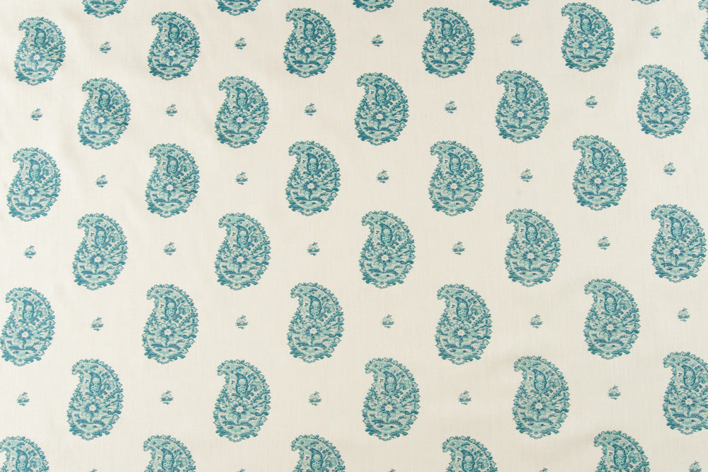 Kirkbean floral linen - Turquoise (Blue) colorway repeat