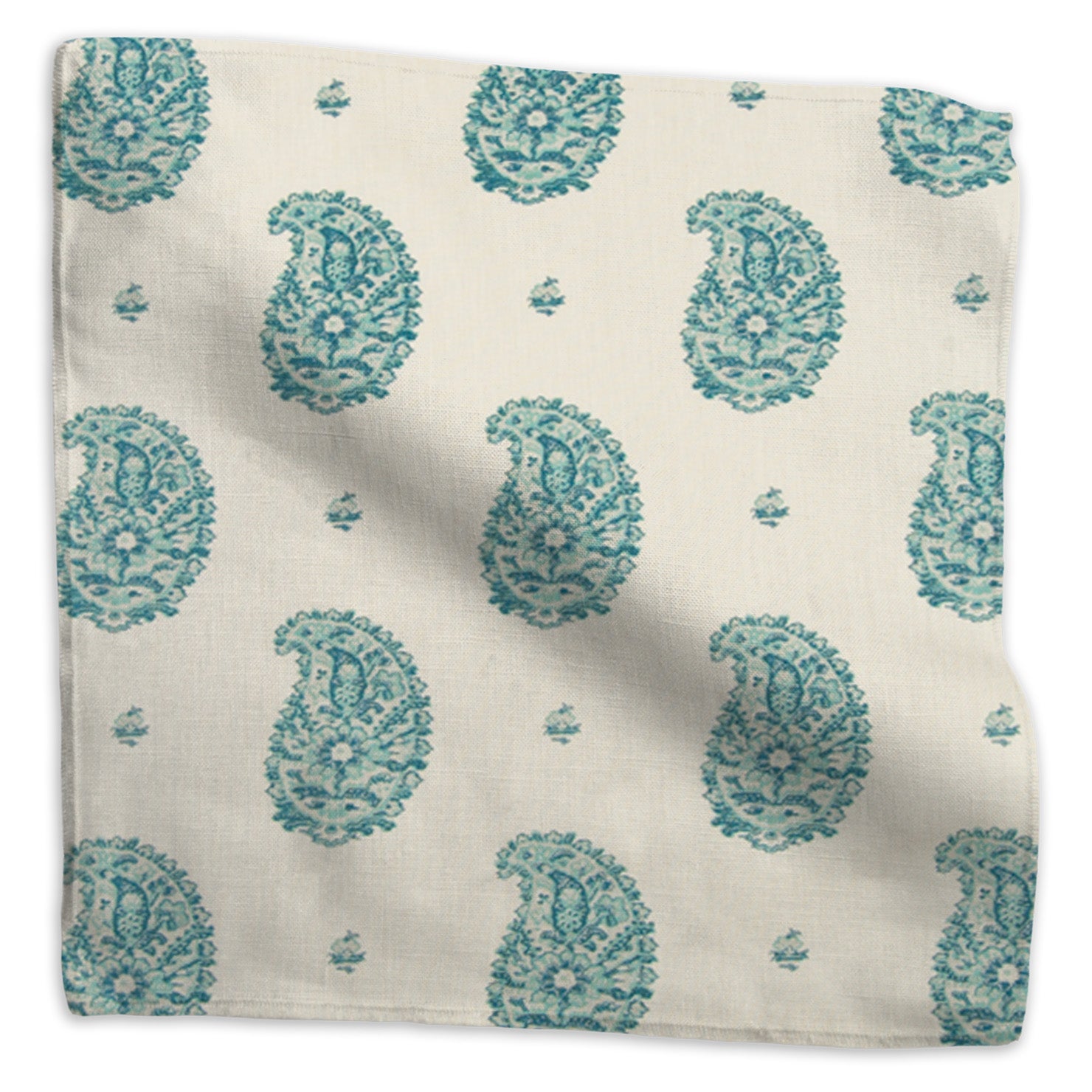 Kirkbean floral linen - Turquoise (Blue) colorway swatch