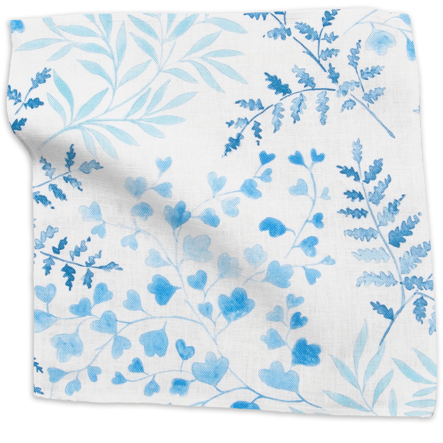 Leaves floral linen/cotton blend - Blue colorway swatch