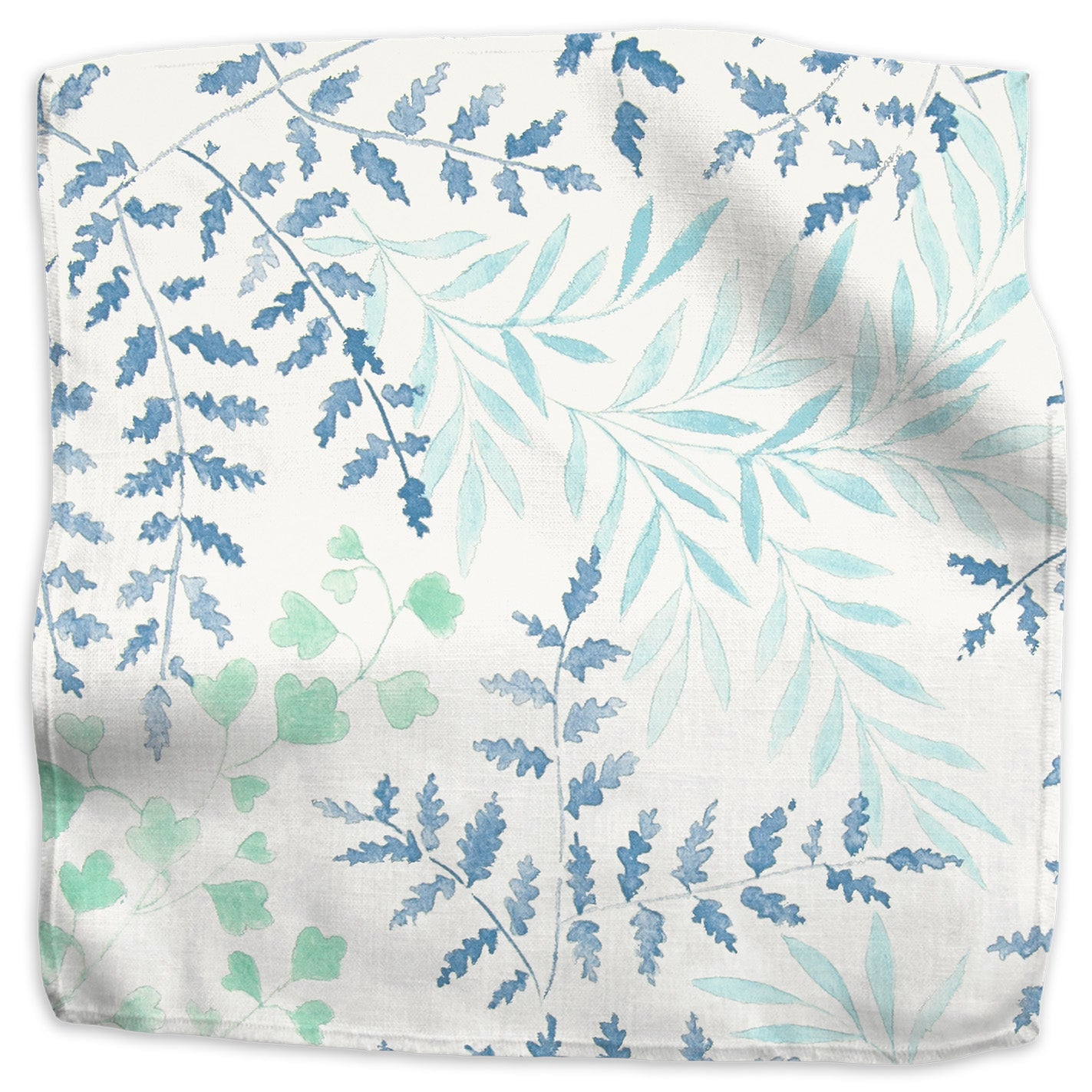 Leaves floral linen/cotton blend - Blue/Green colorway swatch