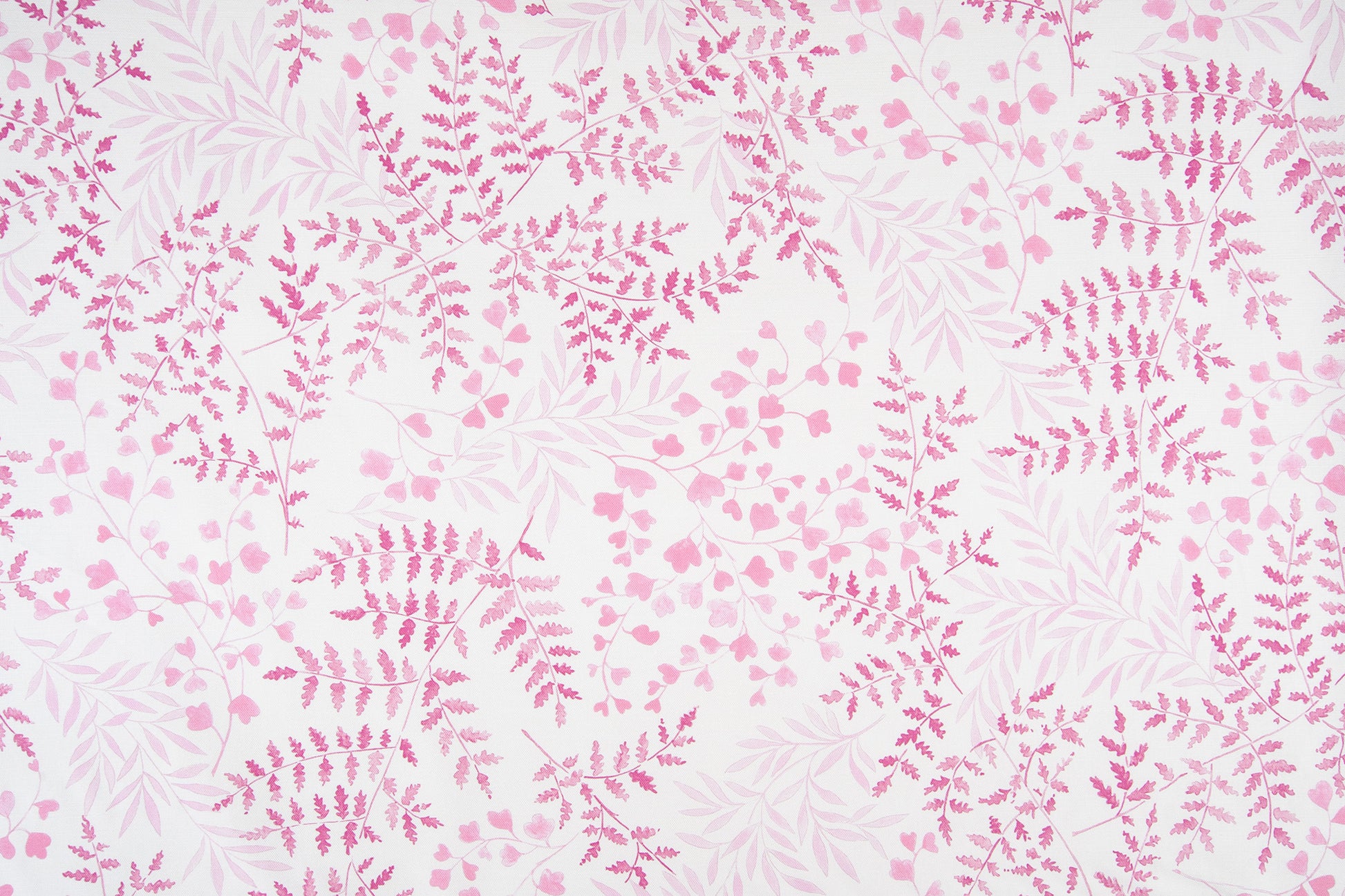 Leaves floral linen/cotton blend - Pink colorway repeat