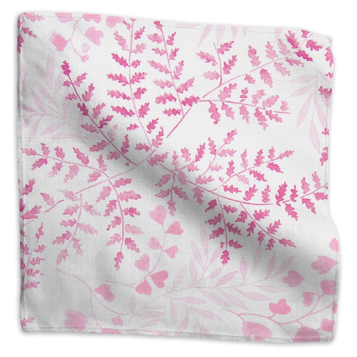 Leaves floral linen/cotton blend - Pink colorway swatch