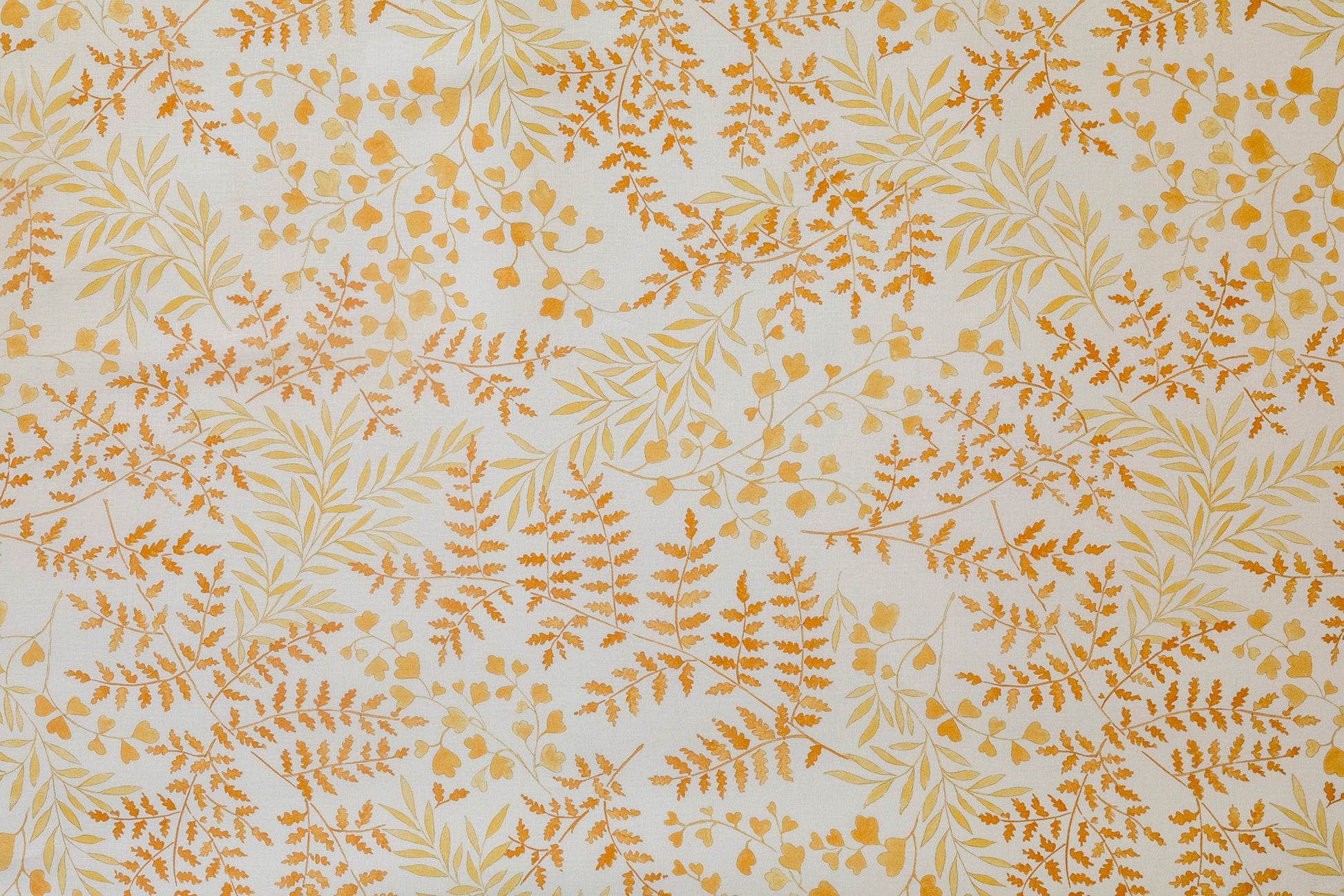 Leaves floral linen/cotton blend - Yellow colorway repeat