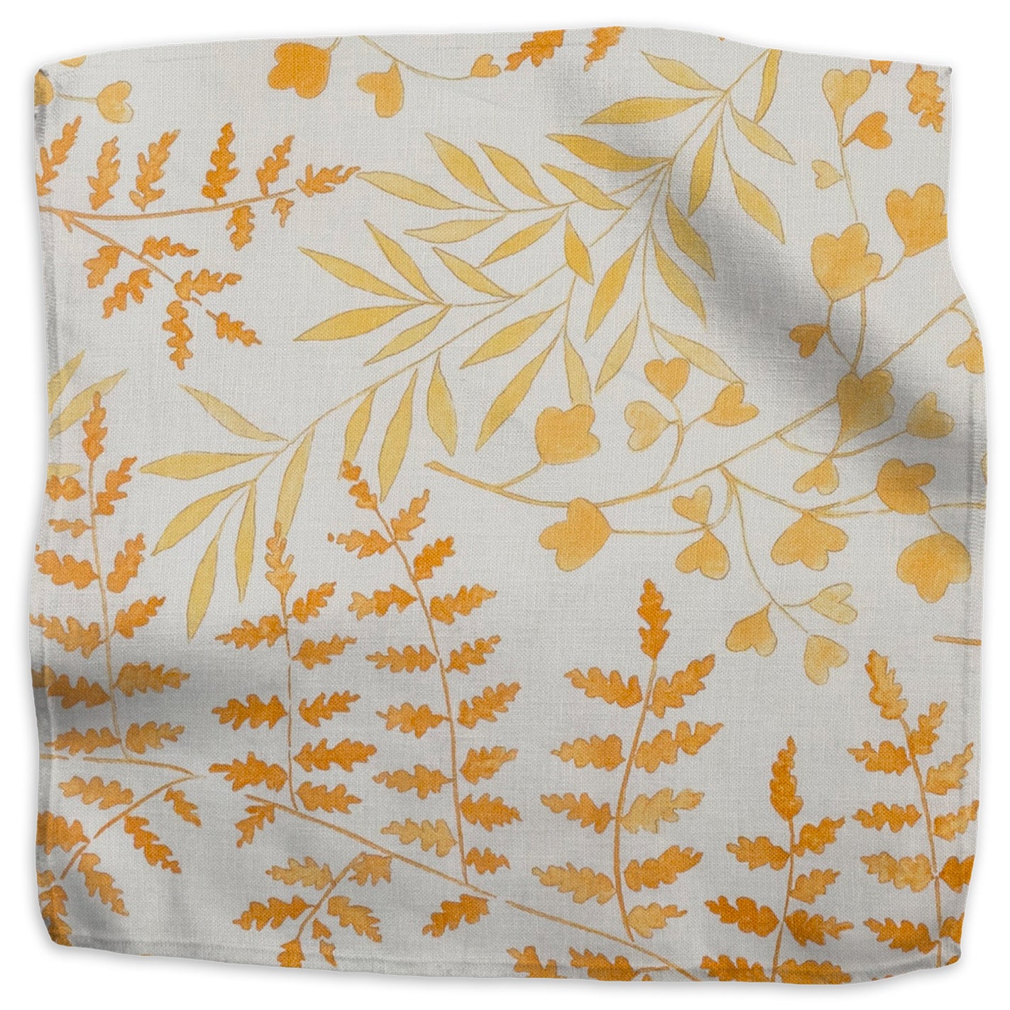Leaves floral linen/cotton blend - Yellow colorway swatch