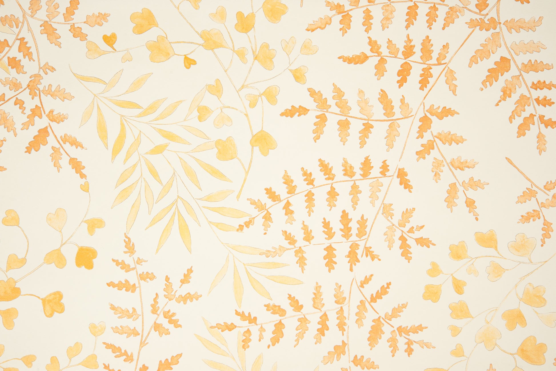 Leaves floral wallpaper - Yellow colorway repeat