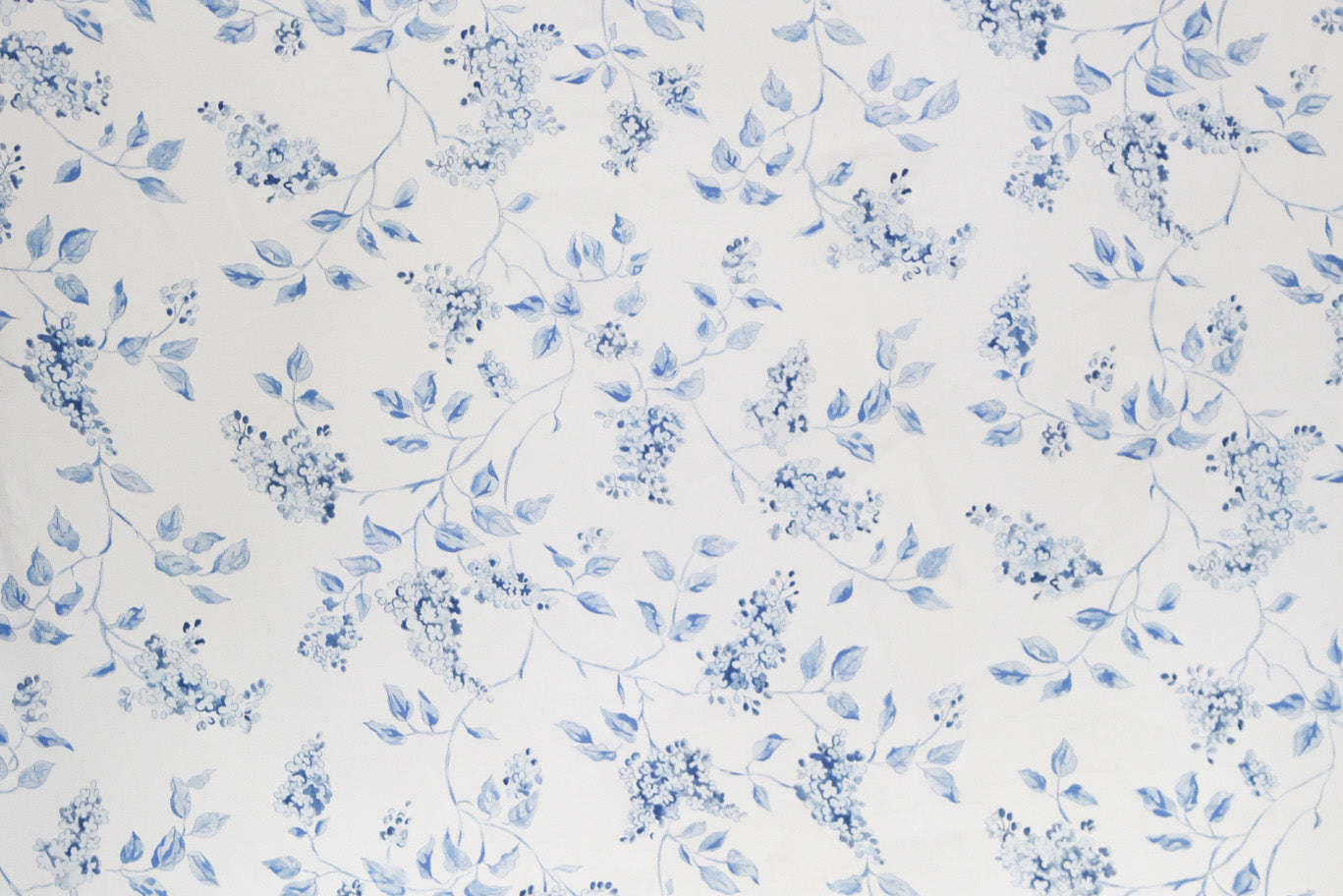 Lilac floral linen/cotton blend - Blue colorway repeat