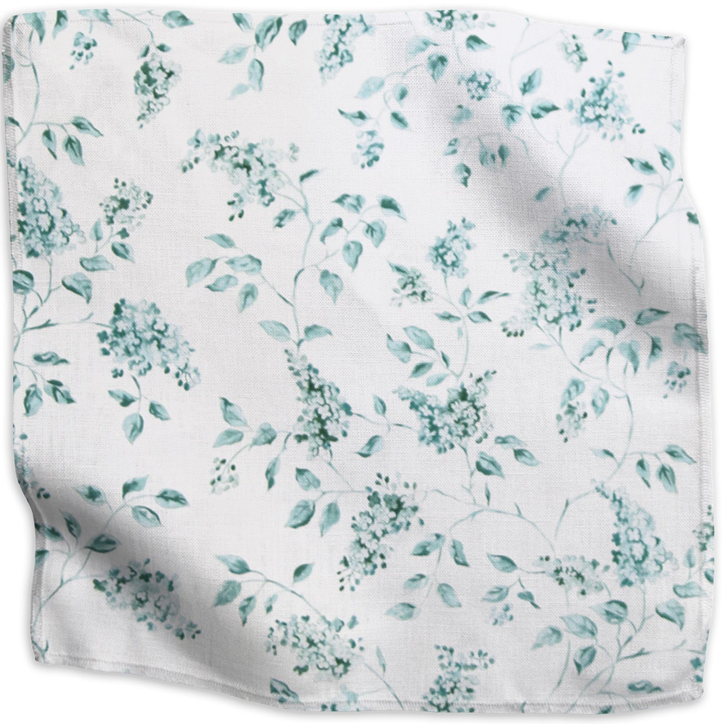 Lilac floral linen/cotton blend - Green colorway swatch