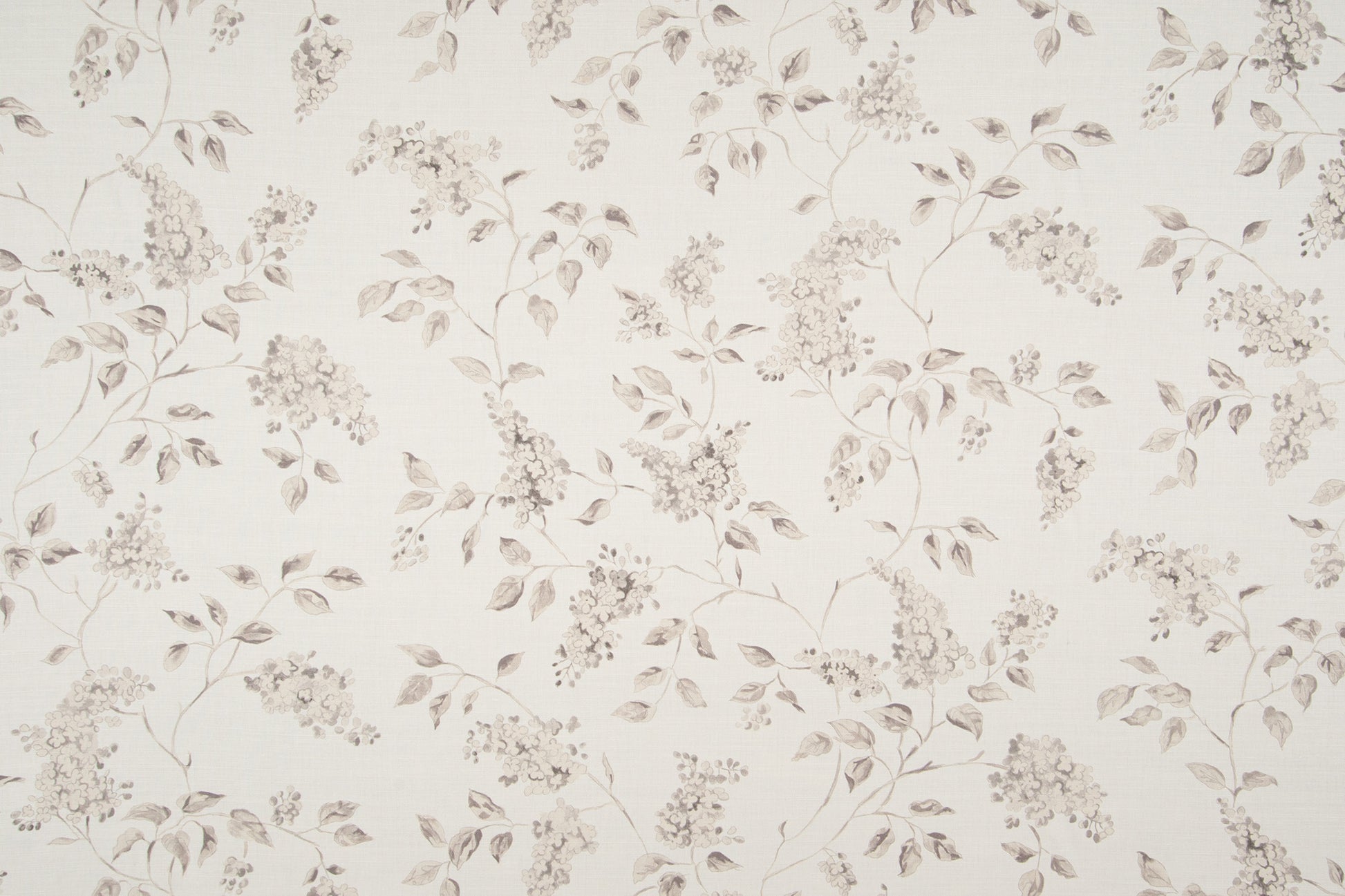 Lilac floral linen/cotton blend - Pewter colorway repeat