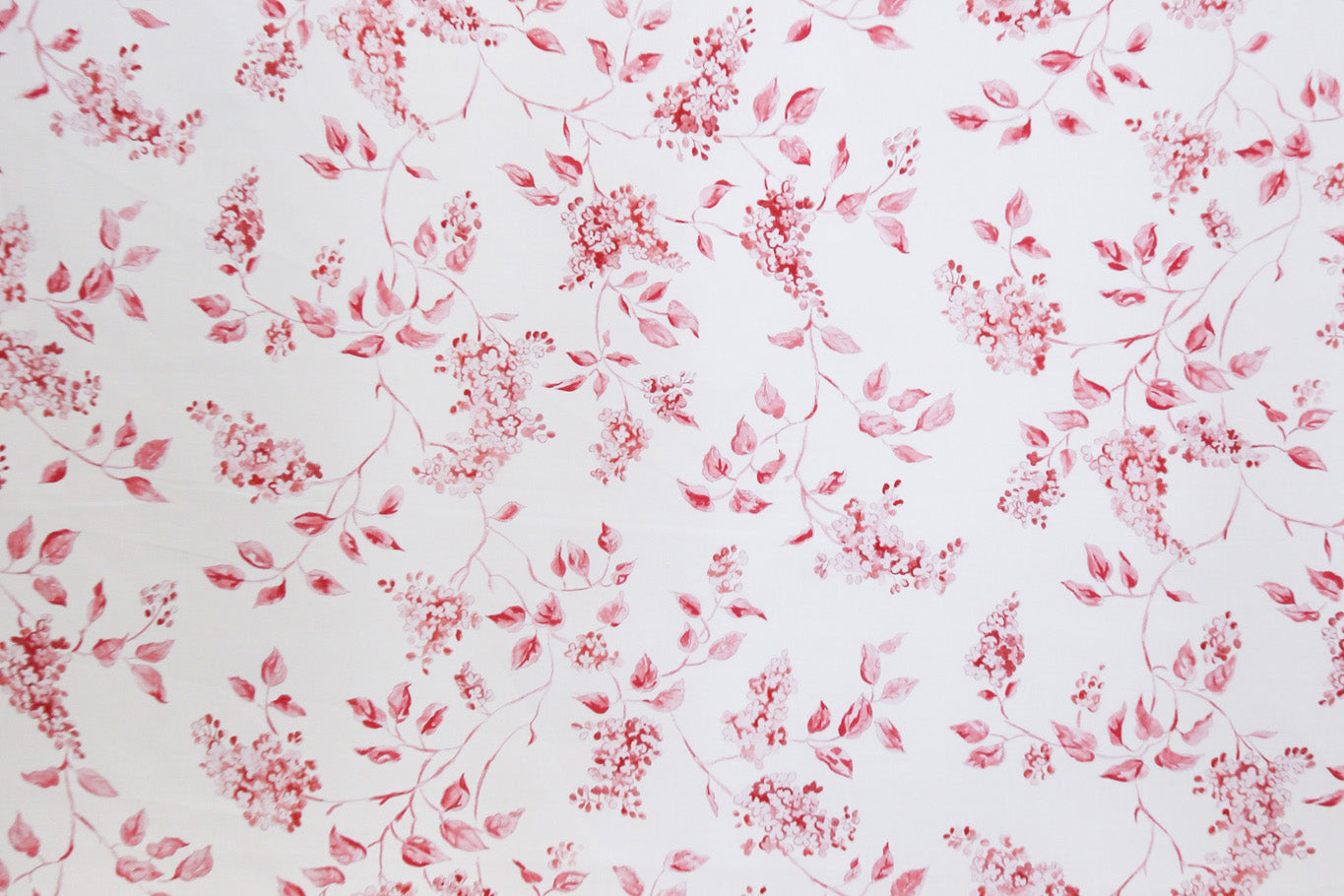 Lilac floral linen/cotton blend - Red colorway repeat