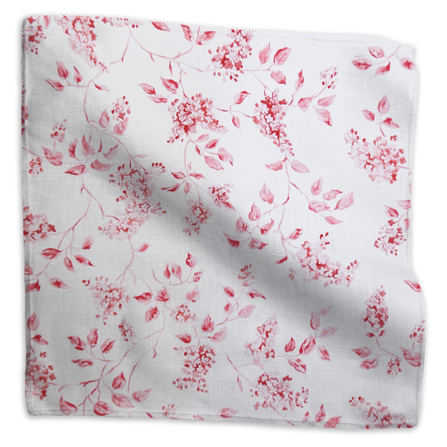 Lilac floral linen/cotton blend - Red colorway swatch