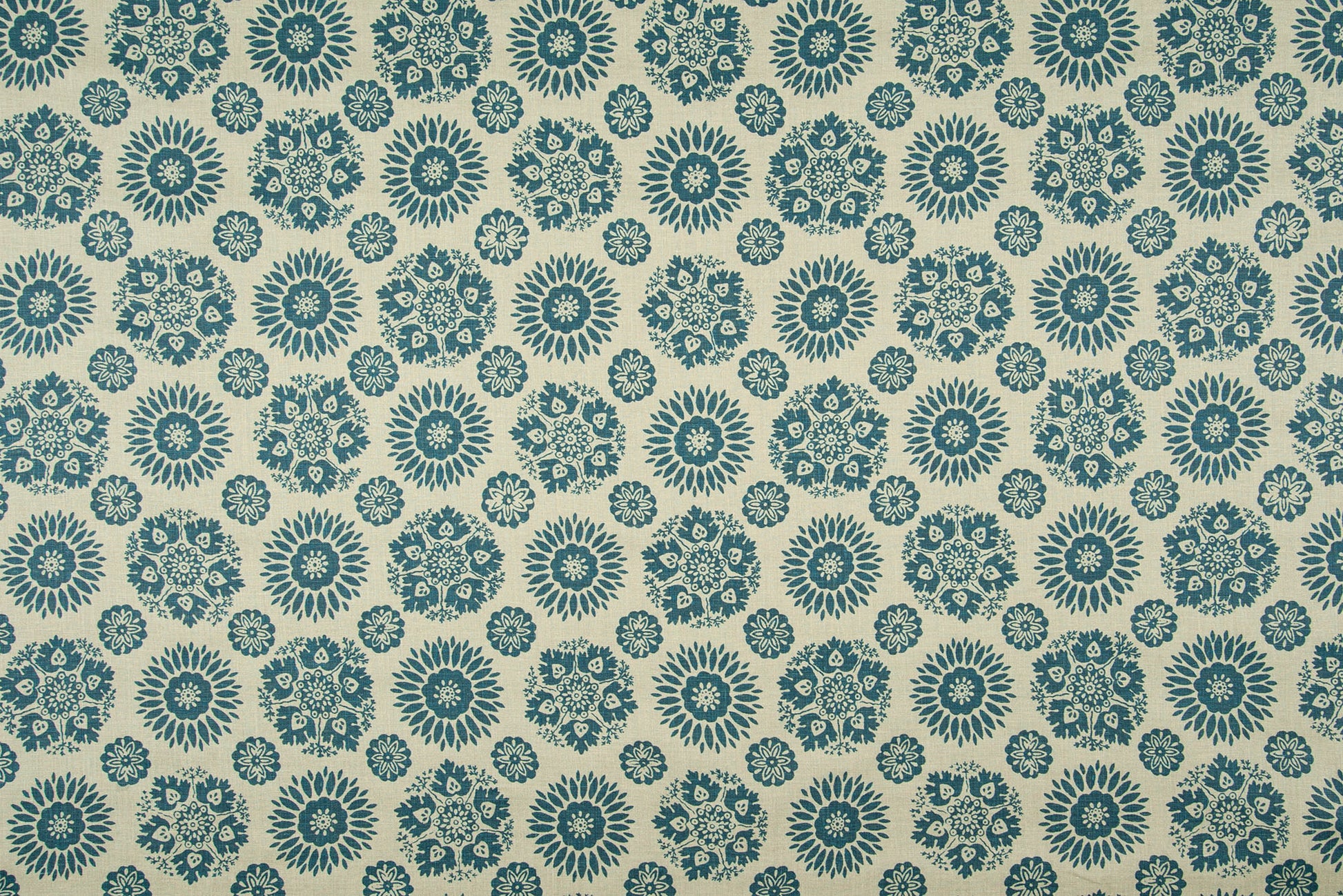 Lola 2 Tone floral linen - Blueberry colorway repeat