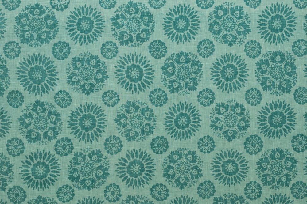 Lola 2 Tone floral linen - Mint colorway repeat