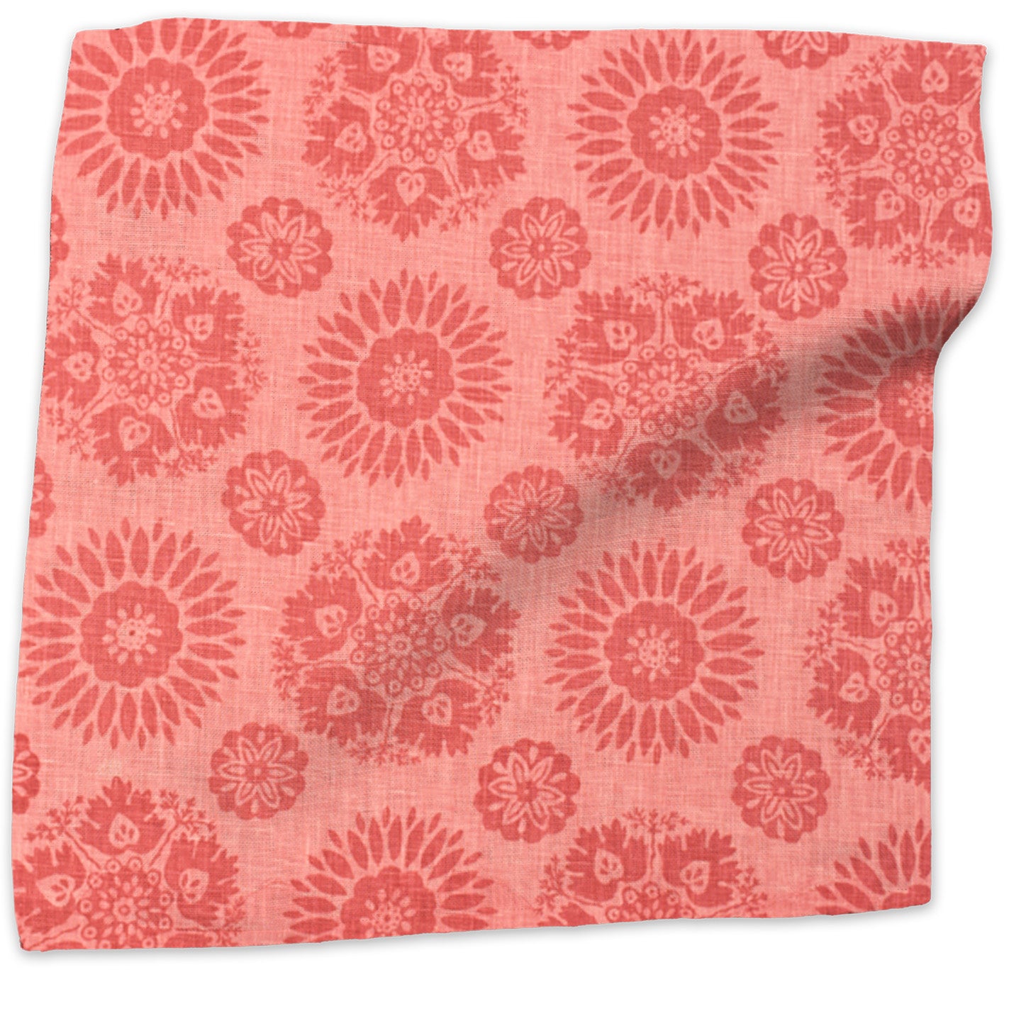 Lola 2 Tone floral linen - Rose Coral colorway swatch