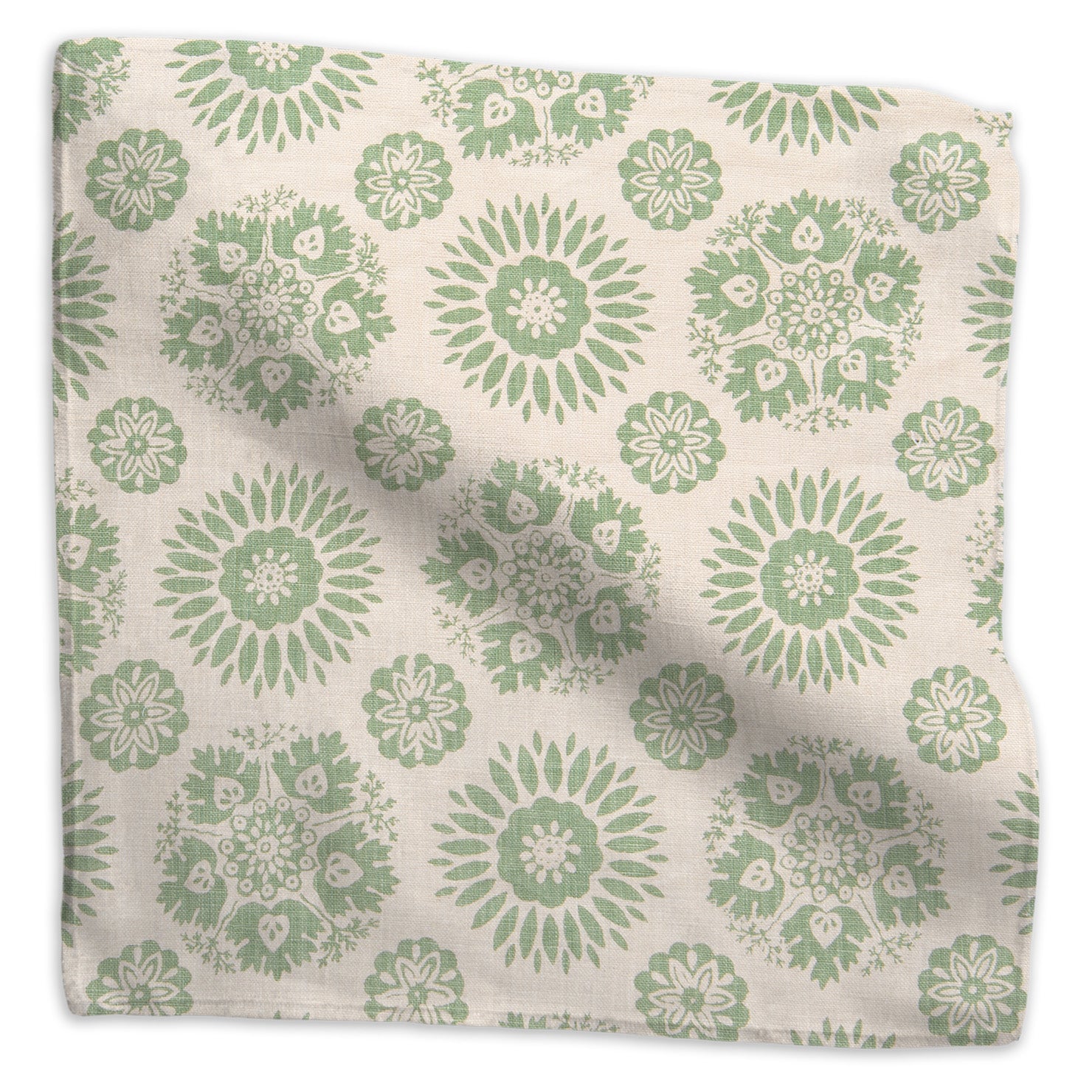 Lola floral linen - Green colorway swatch