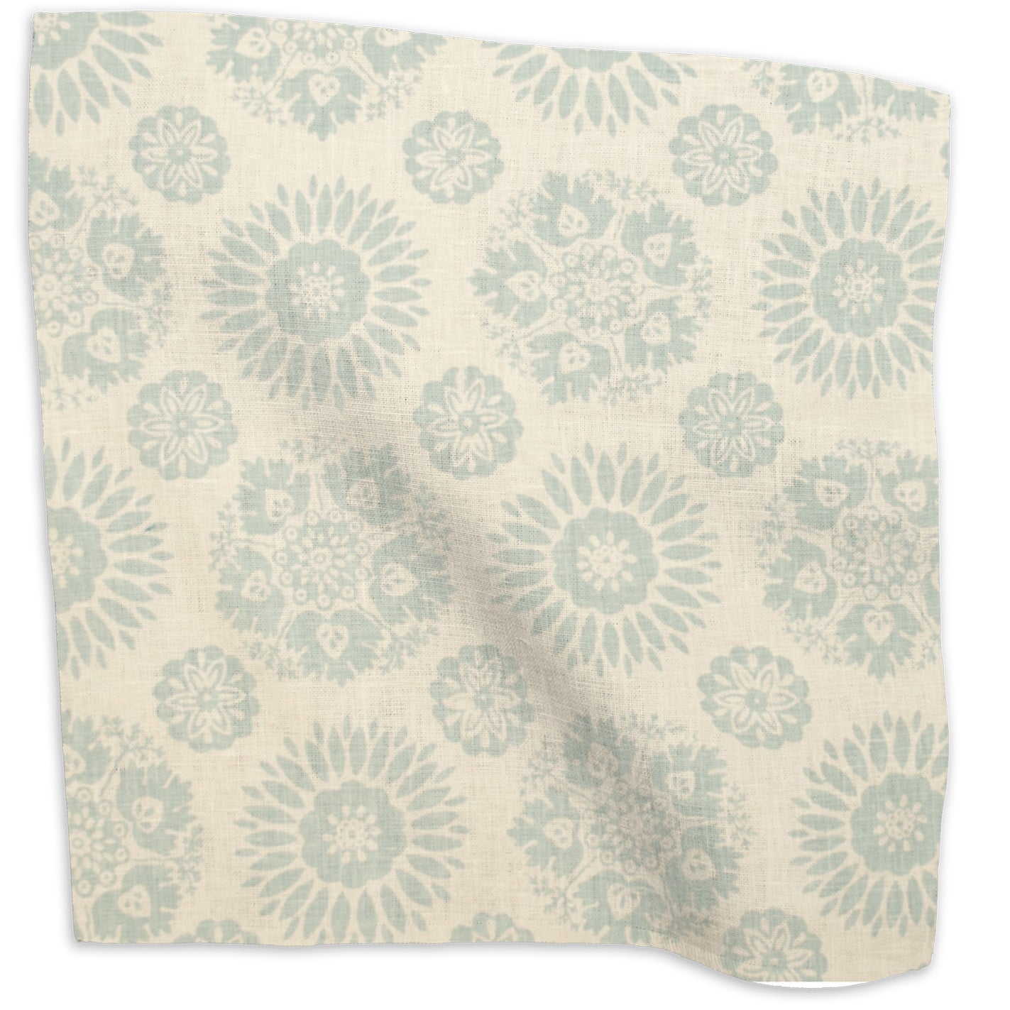 Lola Natural/Reverse floral linen - Pastel Blue colorway swatch