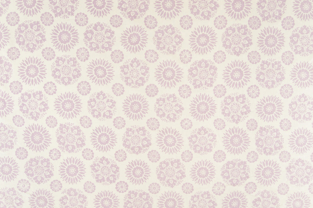 Lola Natural/Reverse floral linen - Pastel Purple colorway repeat