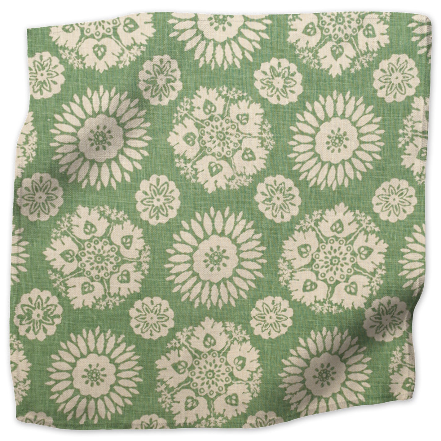 Lola Reverse floral linen - Green Reverse colorway swatch
