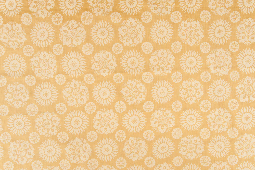 Lola 2 Tone floral linen - Straw/Wheat colorway repeat