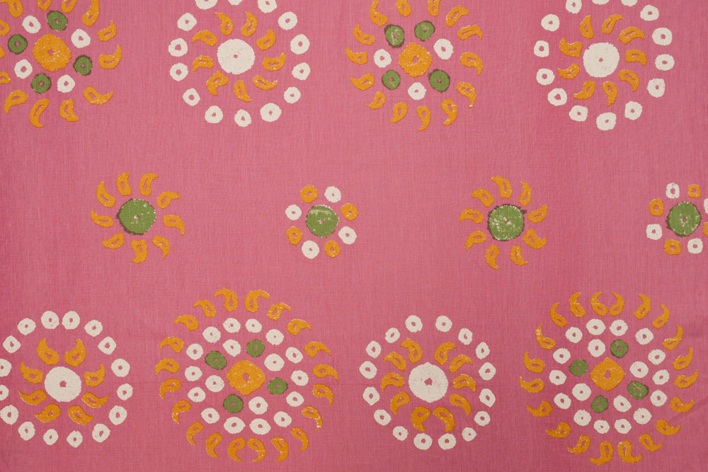 Marrakech geometric linen - Bubblegum Pink colorway repeat