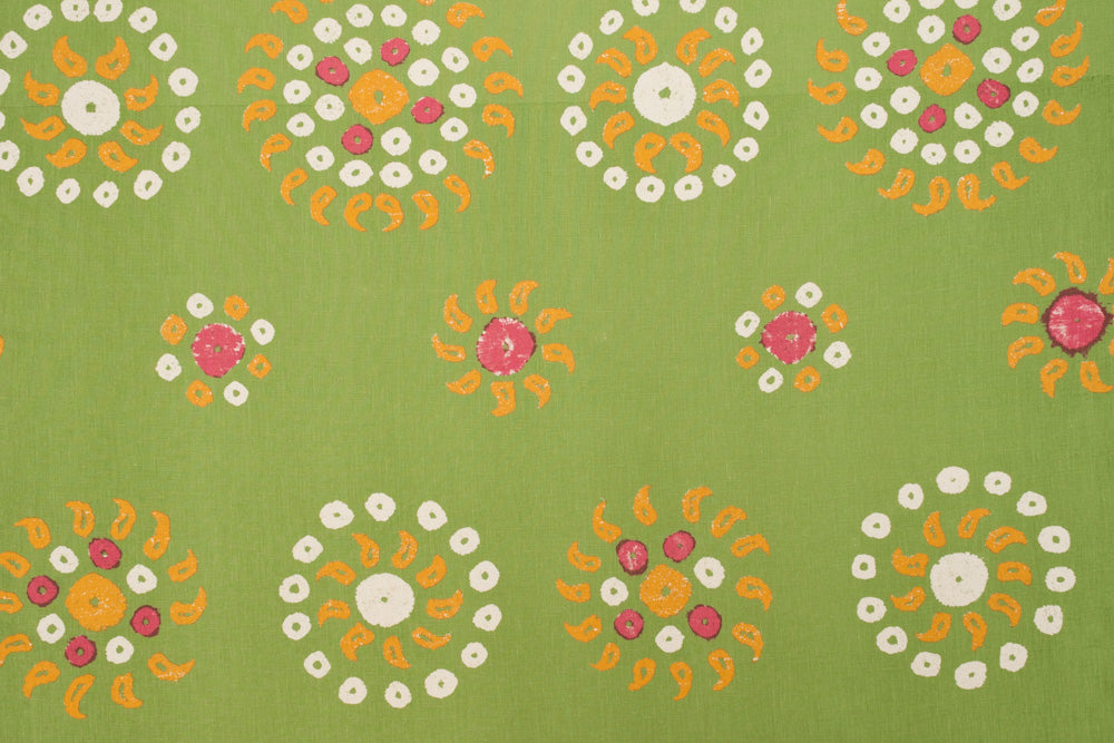 Marrakech geometric linen - Margarita Green colorway repeat