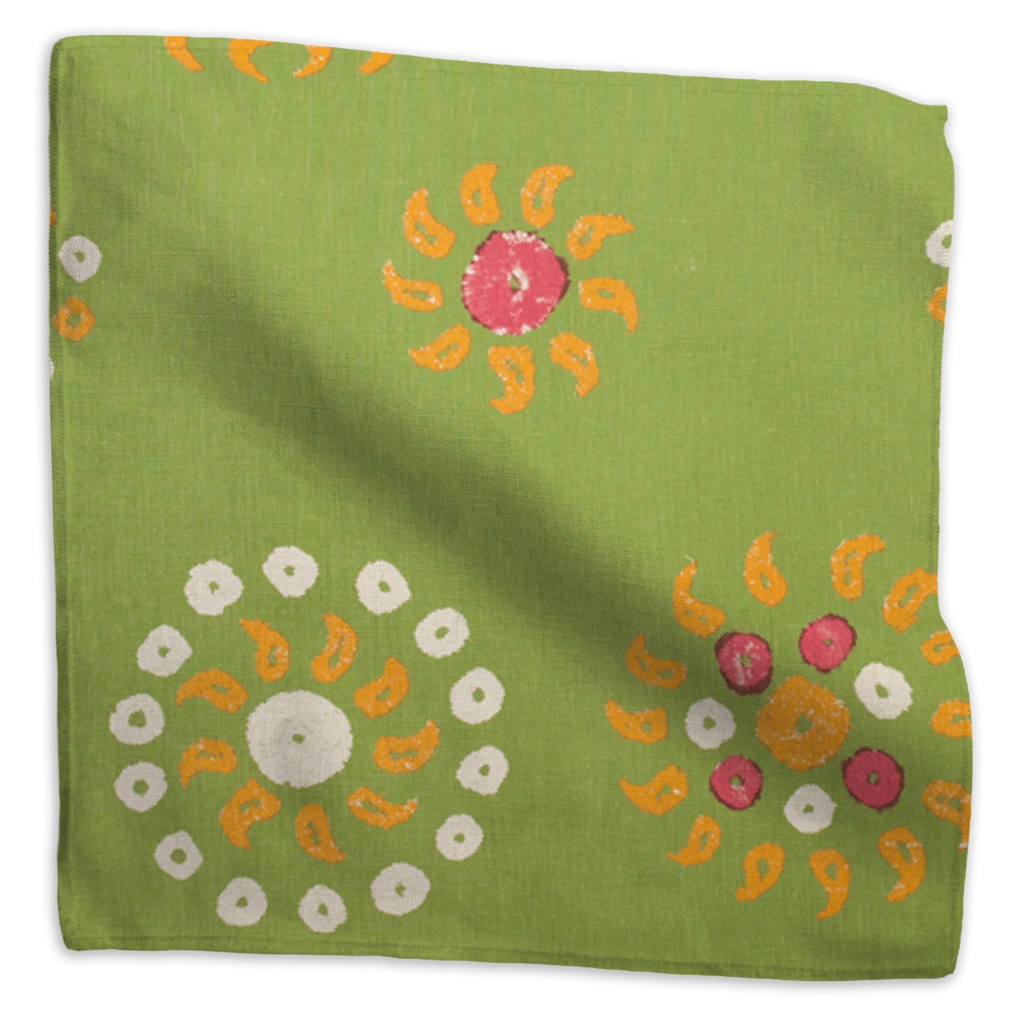 Marrakech geometric linen - Margarita Green colorway swatch