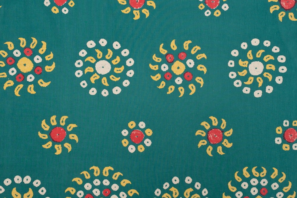 Marrakech geometric linen - Teal colorway repeat