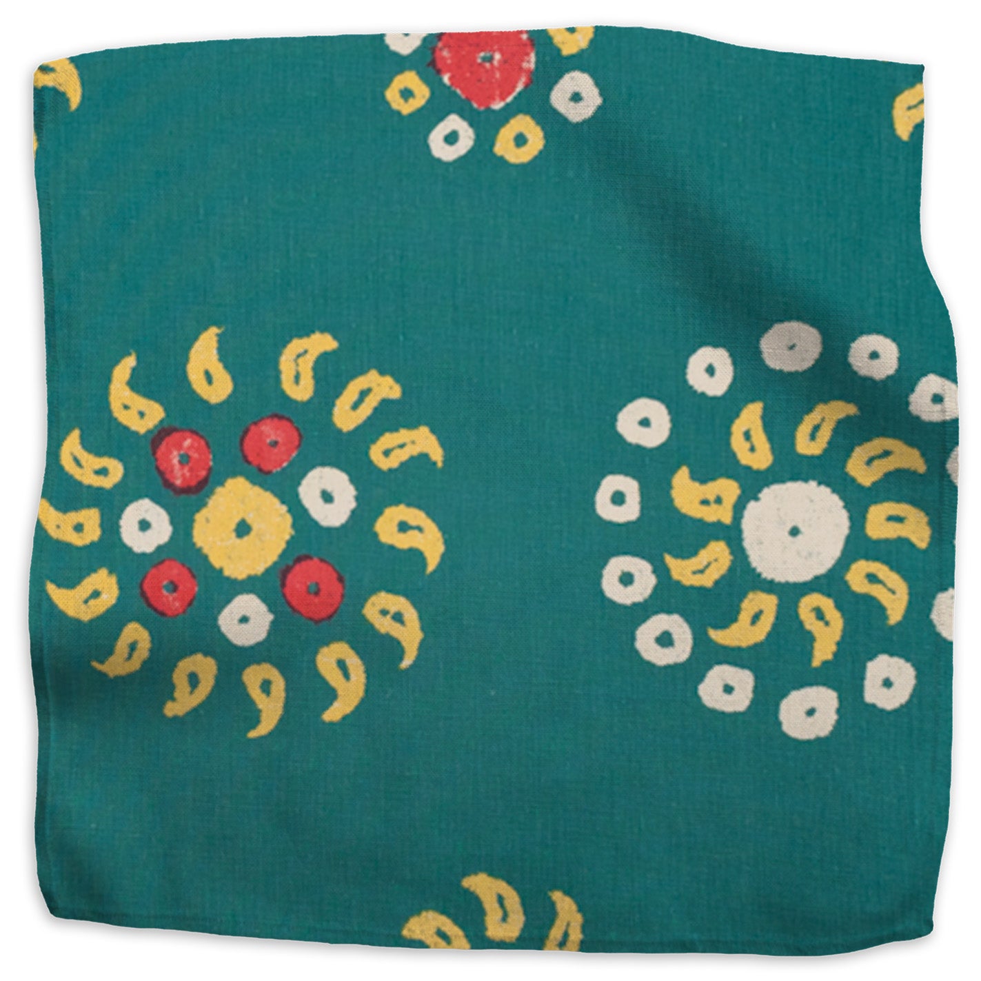 Marrakech geometric linen - Teal colorway swatch