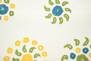 Natural Marrakech wallpaper - Blue/Green colorway repeat
