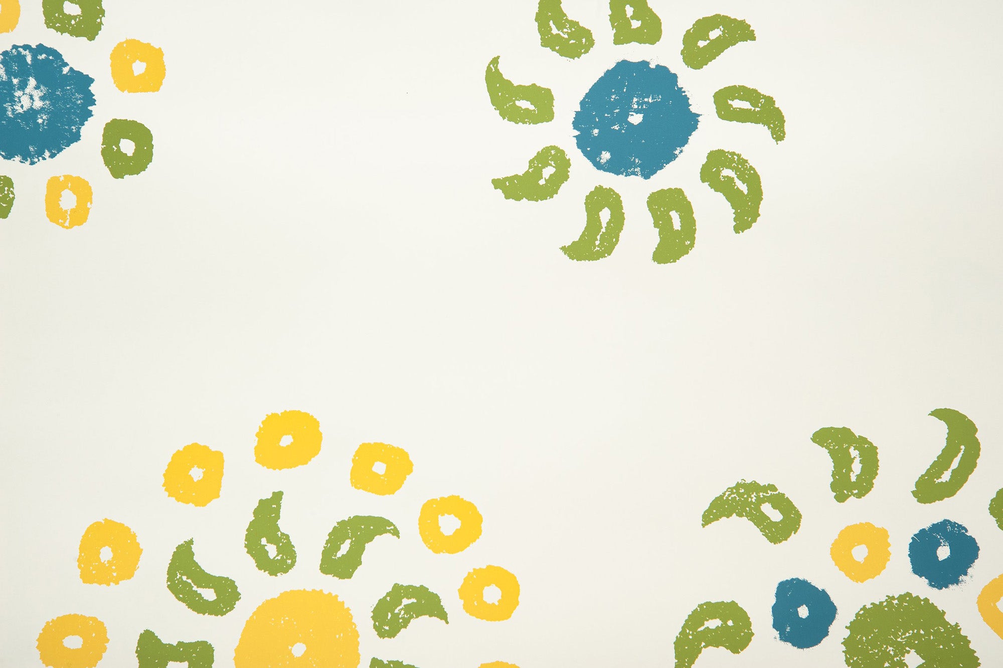 Natural Marrakech wallpaper - Blue/Green colorway repeat