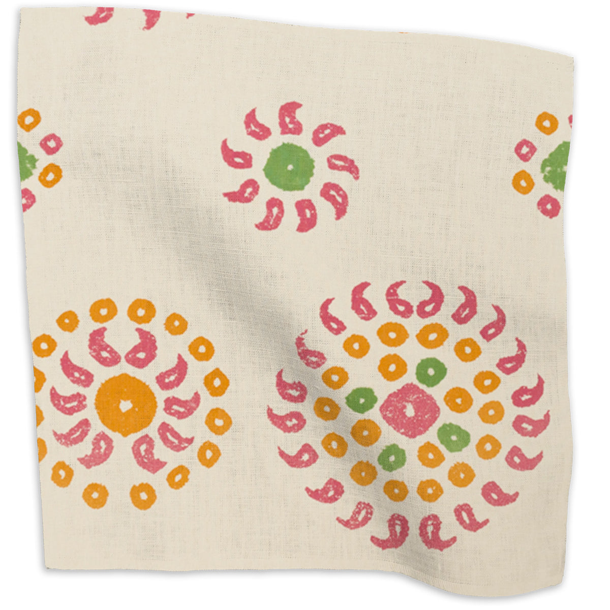 Natural Marrakech geometric linen - Natural/Bubblegum Pink colorway swatch
