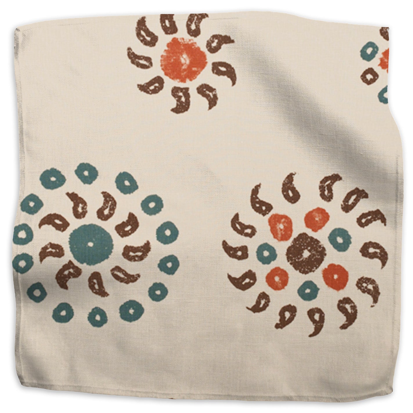 Natural Marrakech geometric linen - Natural/Chocolate Brown colorway swatch