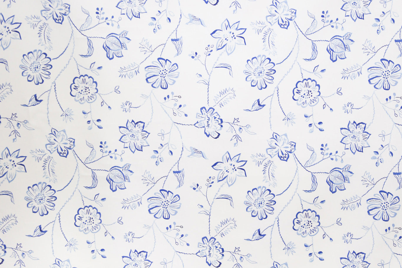 Northhaven floral linen/cotton blend - Blue colorway repeat