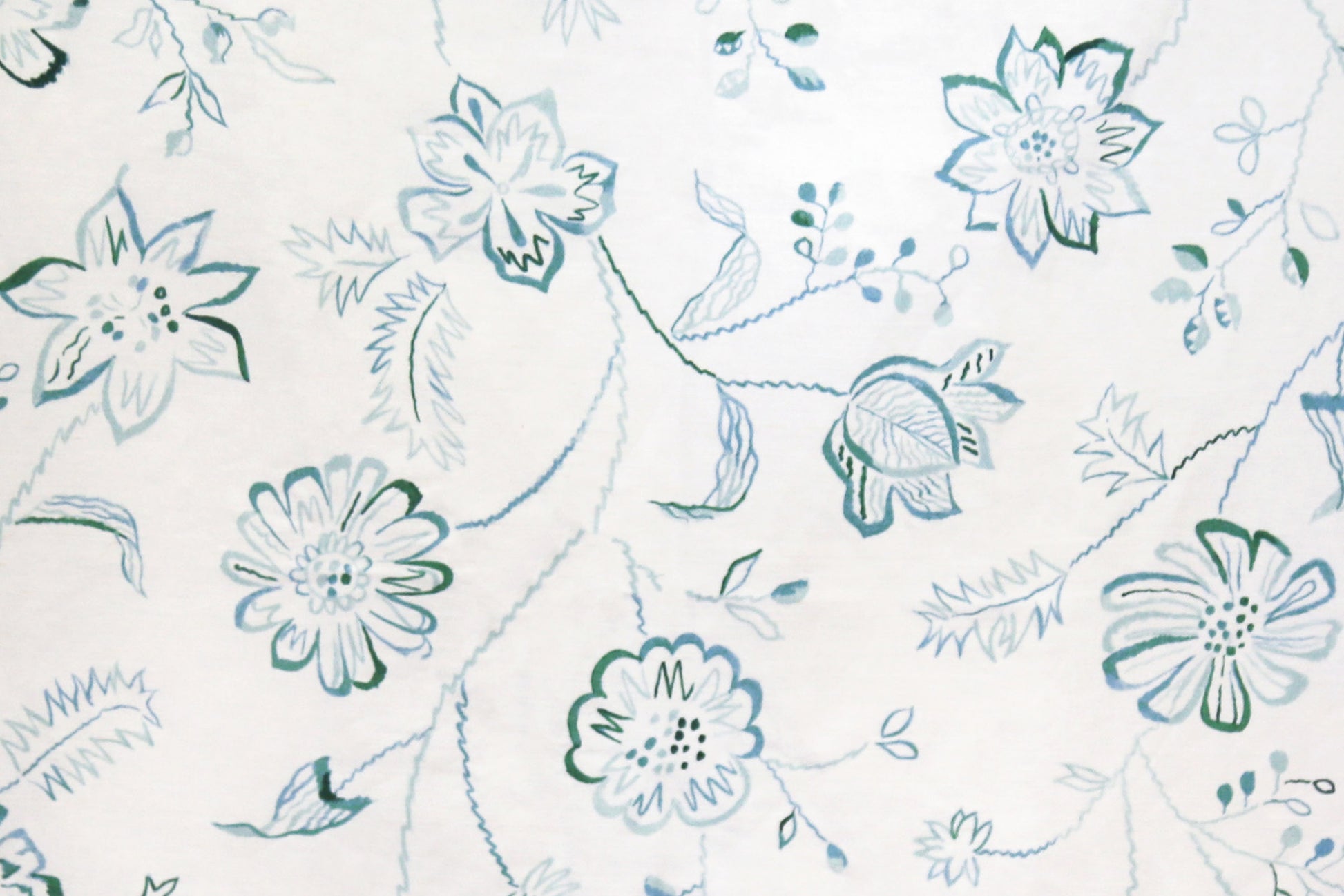 Northhaven floral linen/cotton blend - Green colorway repeat