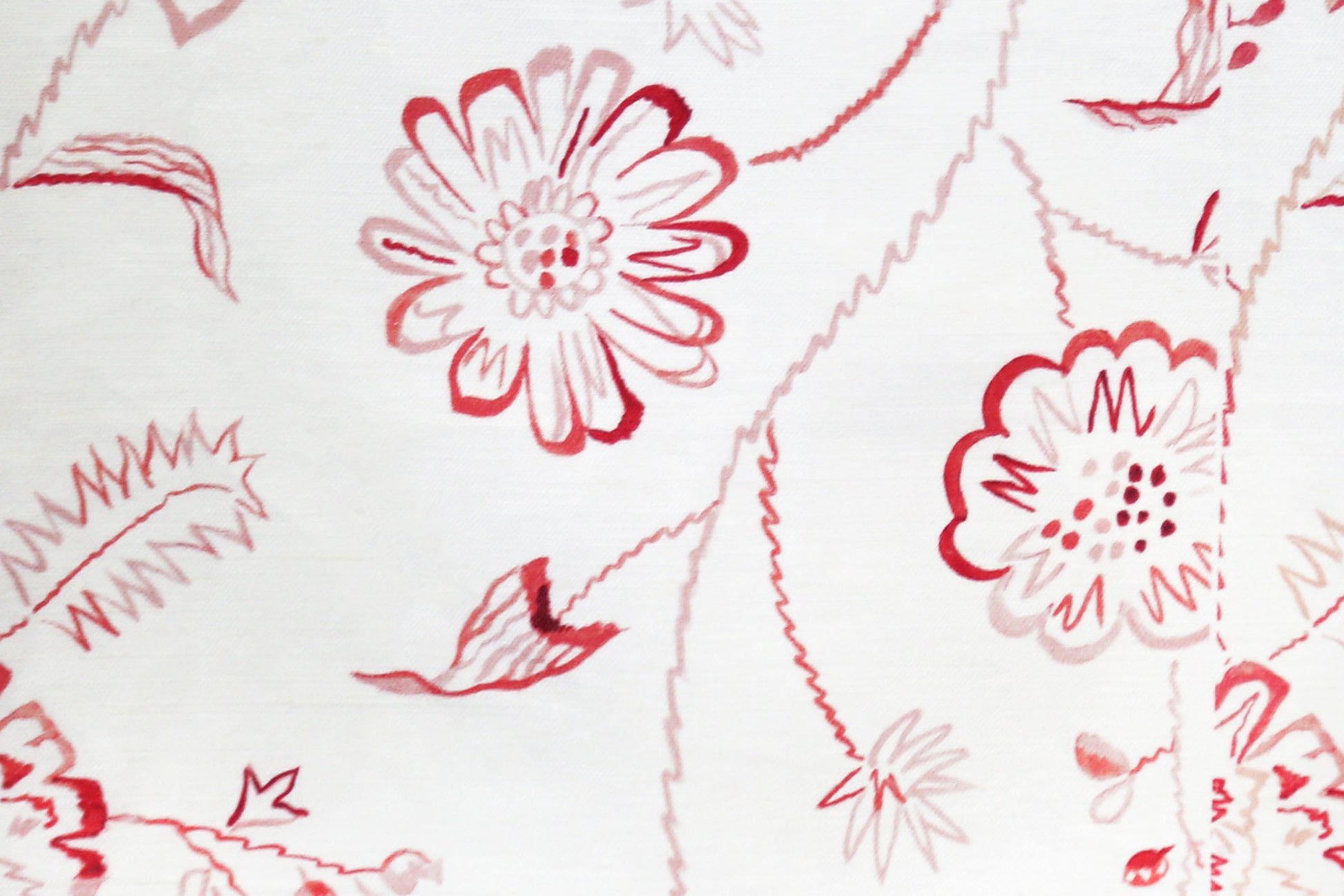 Northhaven floral linen/cotton blend - Red colorway repeat