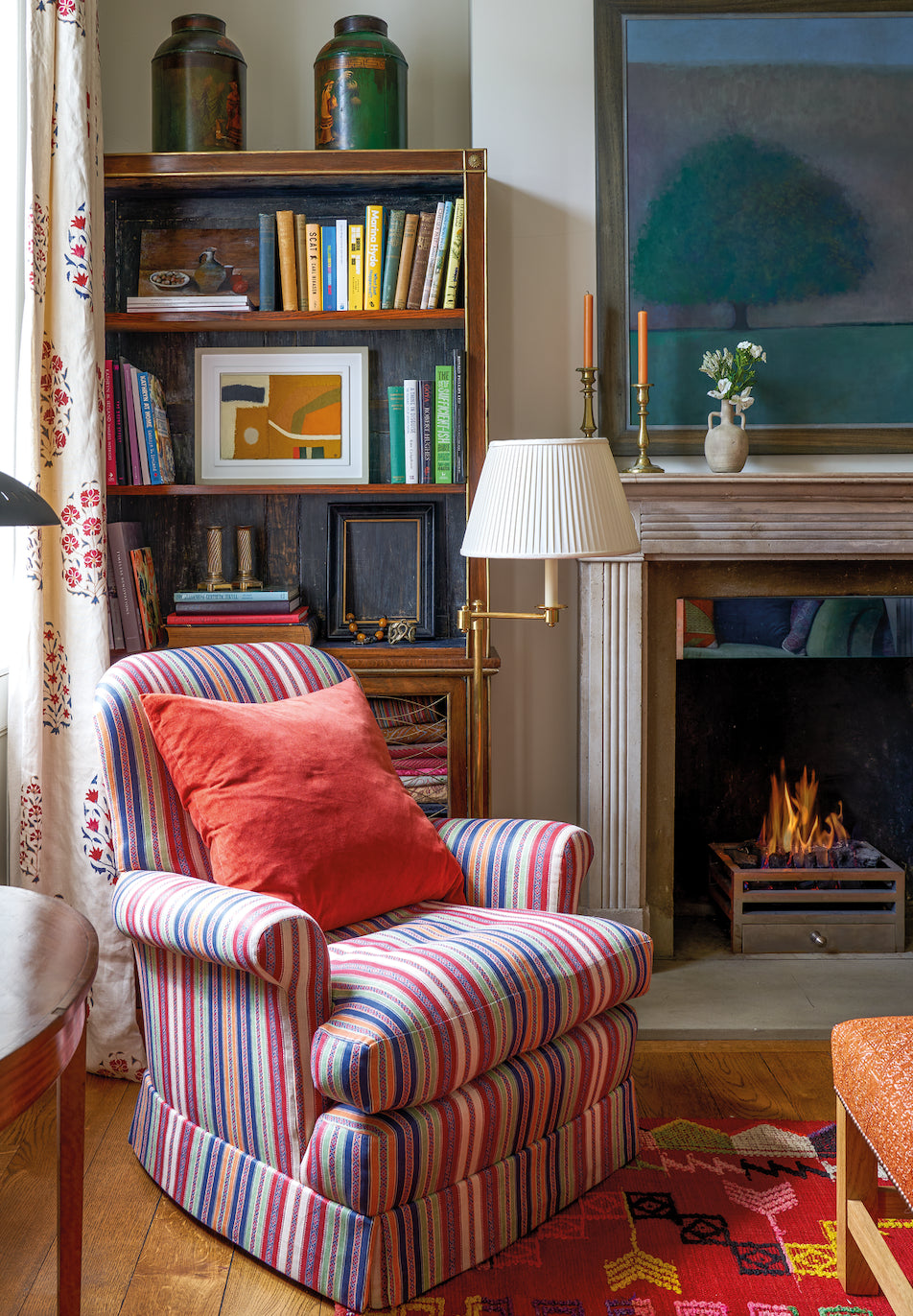 Ottoman Stripe - Royal Multi-Color armchair installed