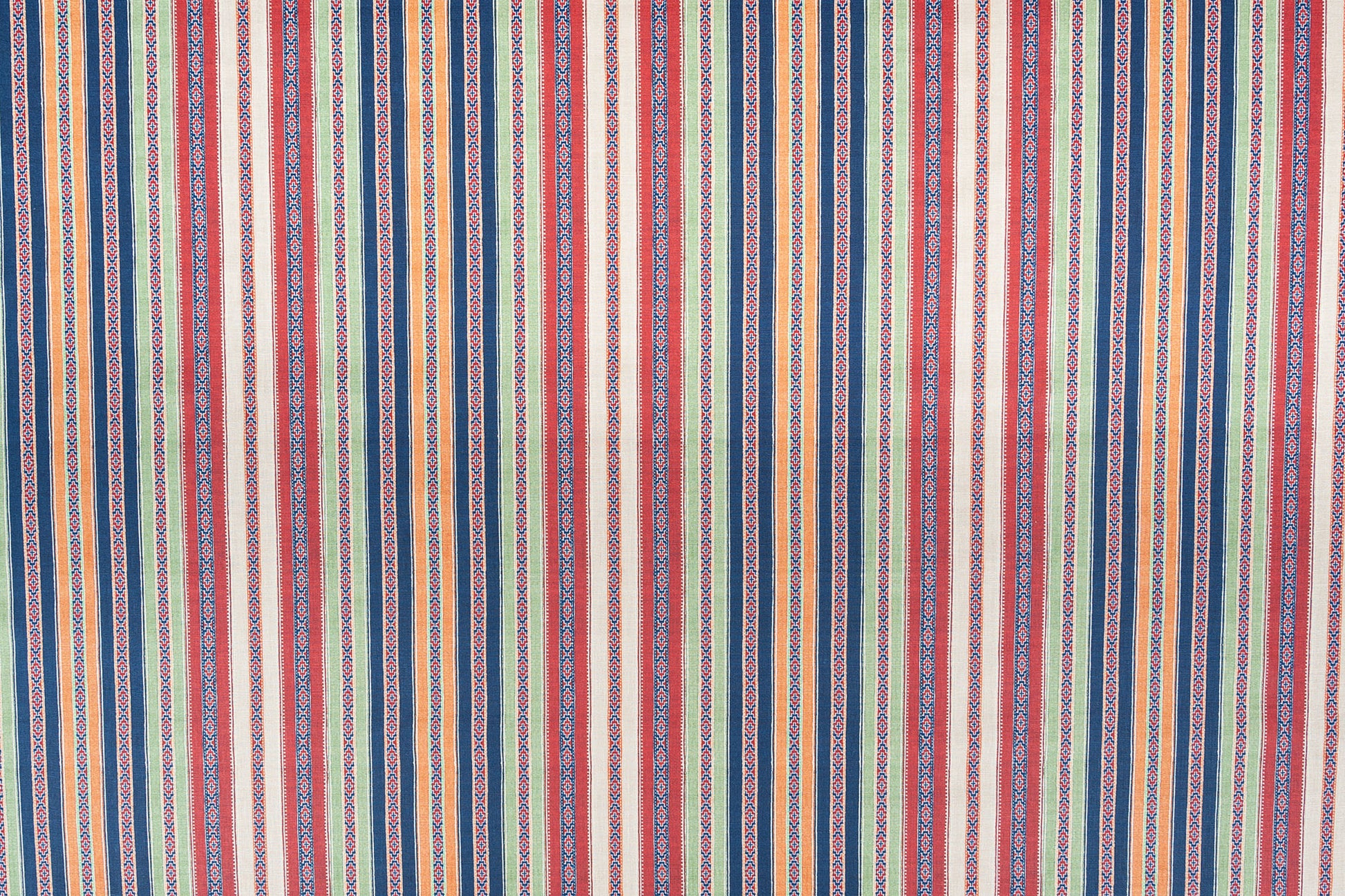 Ottoman Stripe linen - Royal Multi-Color colorway repeat