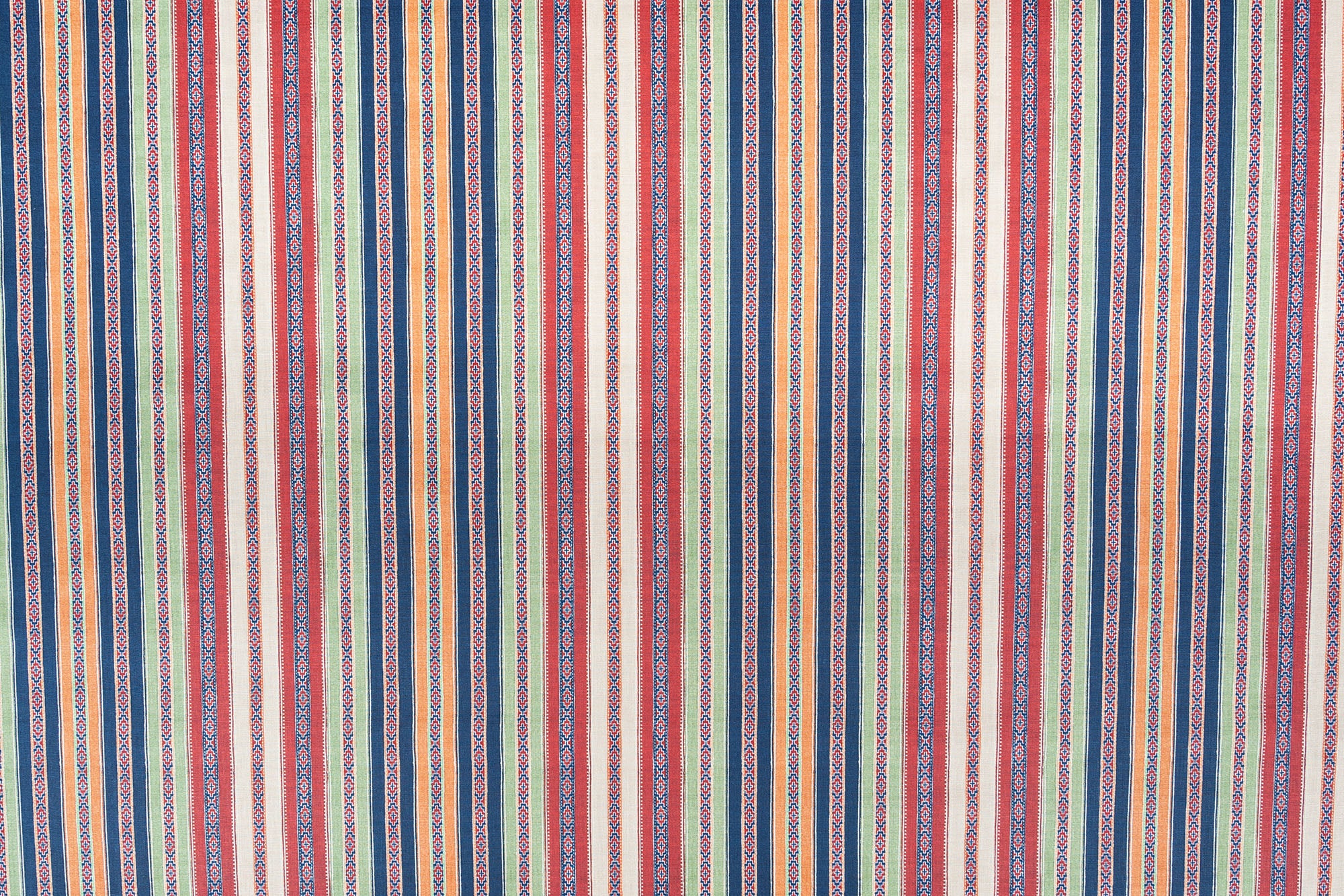 Ottoman Stripe linen - Royal Multi-Color colorway repeat